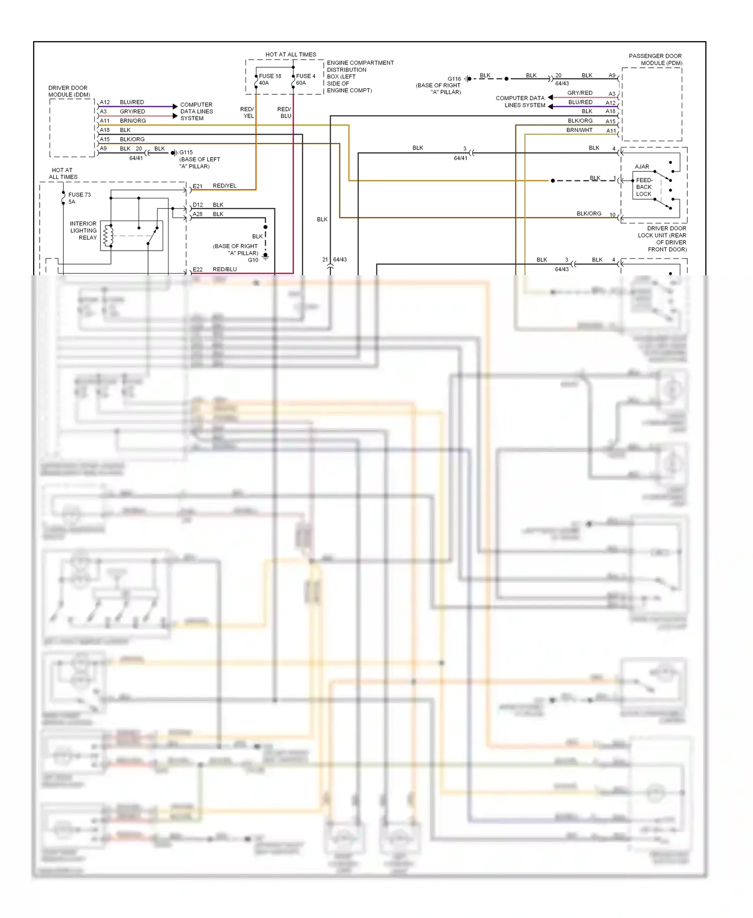 Volvo C70 II facelift (2009-2013) ceiling light switch unit wiring diagram  (1 of 4)