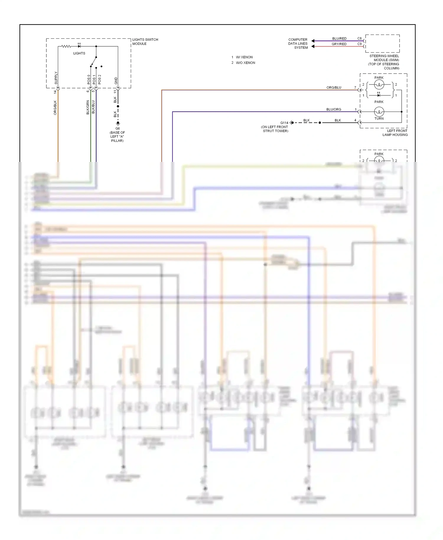 Volvo C70 II facelift (2009-2013) lights switch module wiring diagram  (2 of 3)