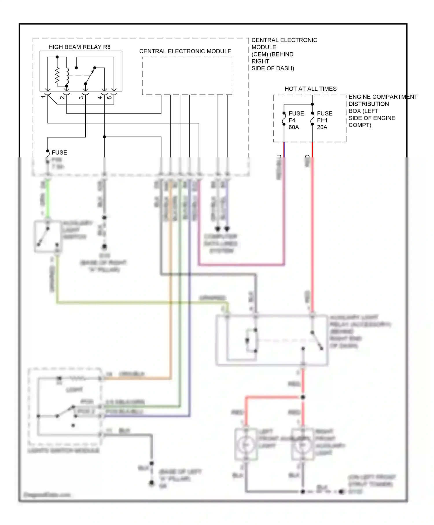 Volvo C70 II facelift (2009-2013) lights switch module wiring diagram  (1 of 3)