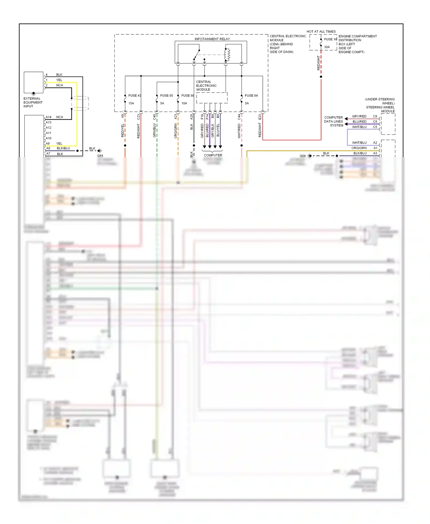 Volvo C70 II (2005-2009) (at right kick panel) computer data lines system wiring diagram  (1 of 1)