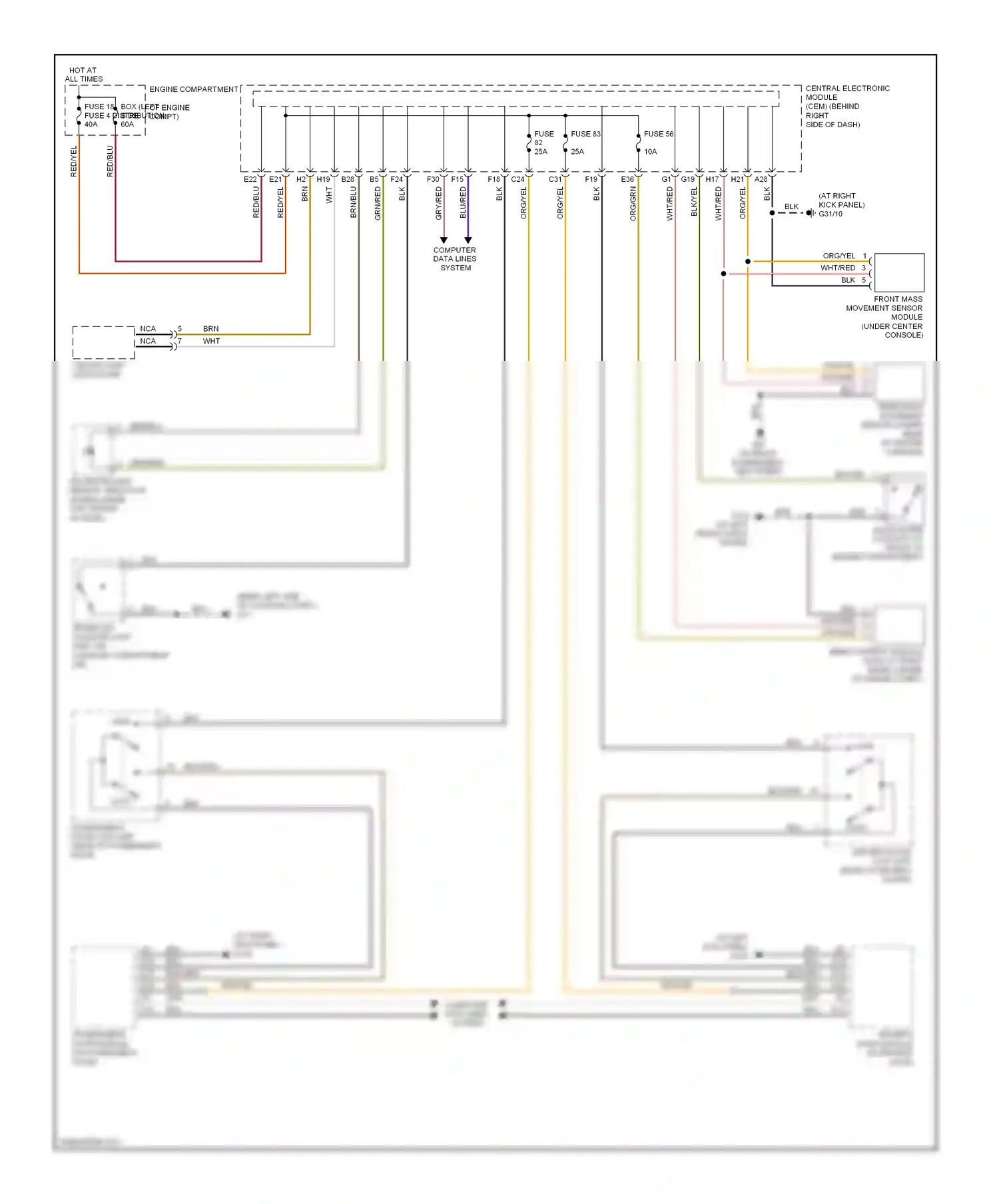 Volvo C70 II (2005-2009) ceiling light switch unit wiring diagram  (1 of 2)