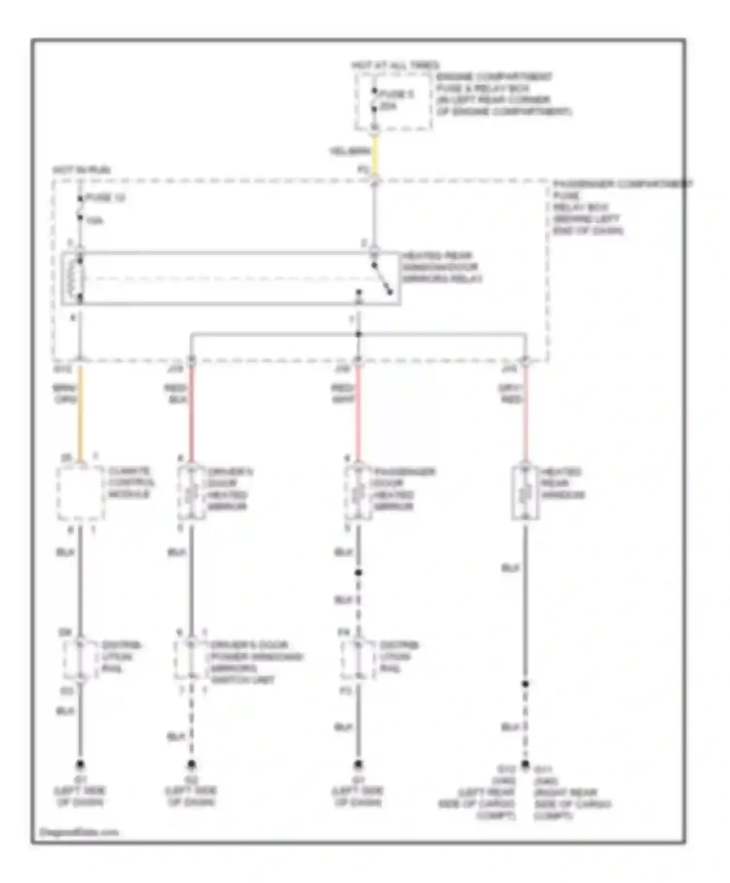 S40 Volvo I facelift (1999-2004): Defogger circuit