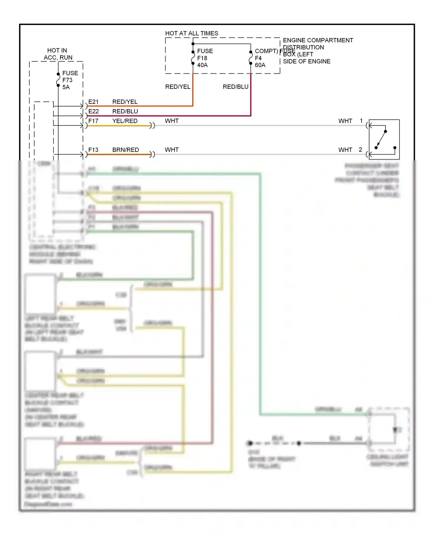 Volvo S40 II facelift (2007-2012) ceiling light switch unit wiring diagram  (5 of 5)