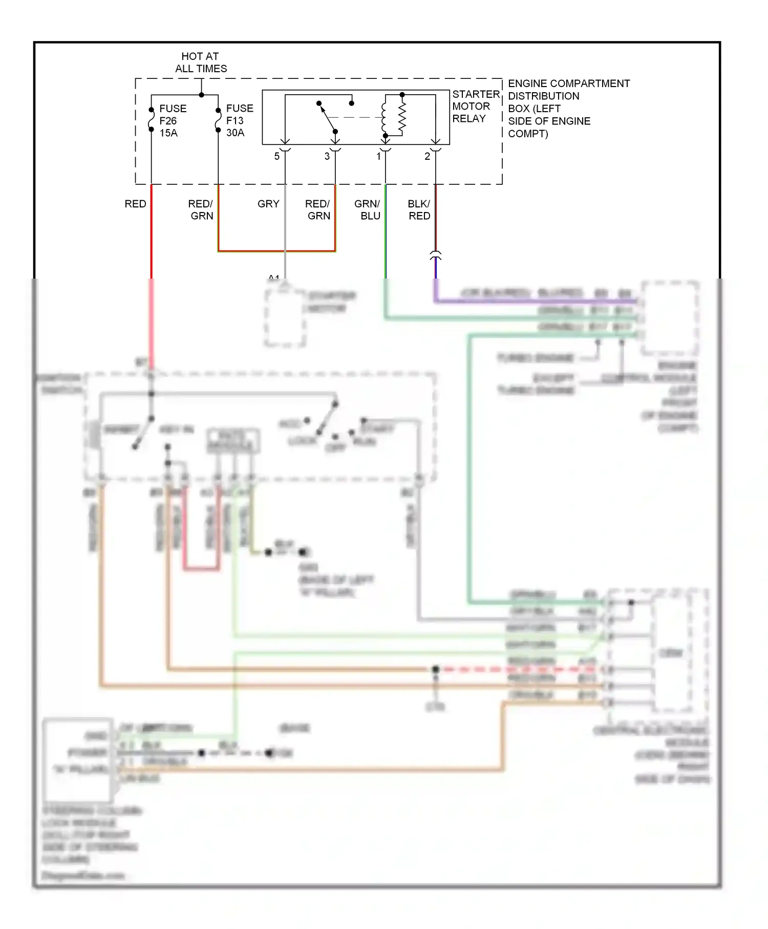 Volvo S40 II facelift (2007-2012) engine control module (left front of engine compt) wiring diagram  (1 of 2)