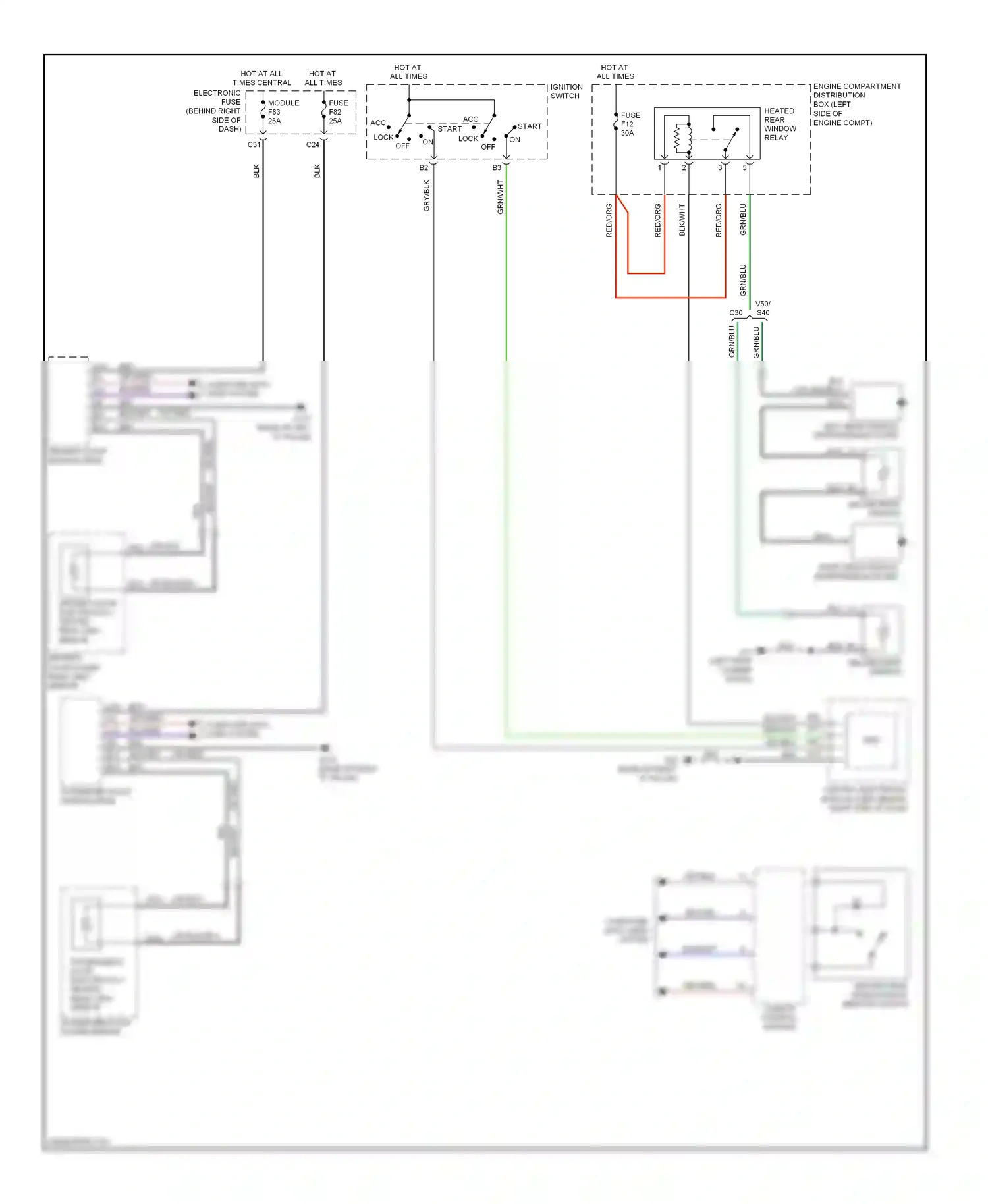 Volvo S40 II facelift (2007-2012) left rear window interference filter wiring diagram  (1 of 1)