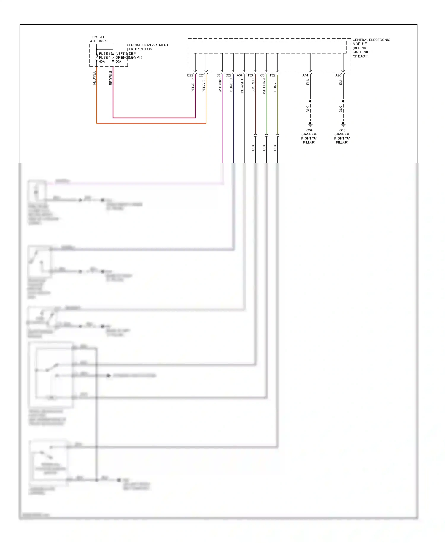 Volvo S40 II facelift (2007-2012) lights switch module wiring diagram  (2 of 2)