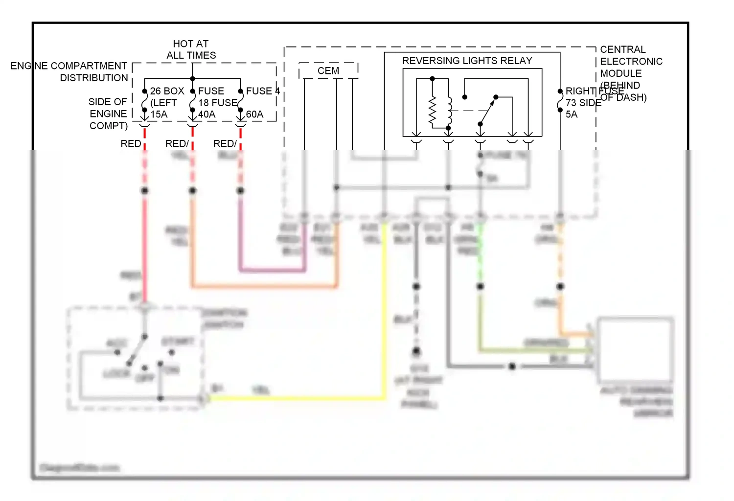 Volvo S40 II (2004-2007) engine compartment distribution wiring diagram  (1 of 1)