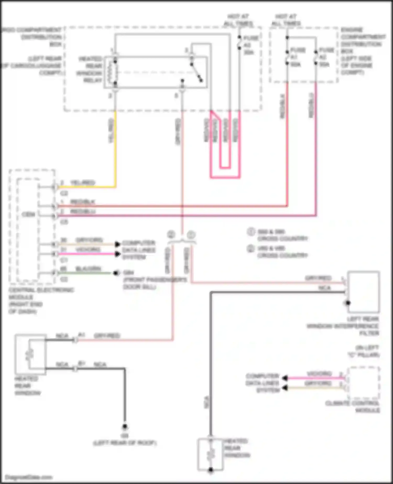 S60 Cross Country Volvo I (2015-2018): Rear defogger circuit