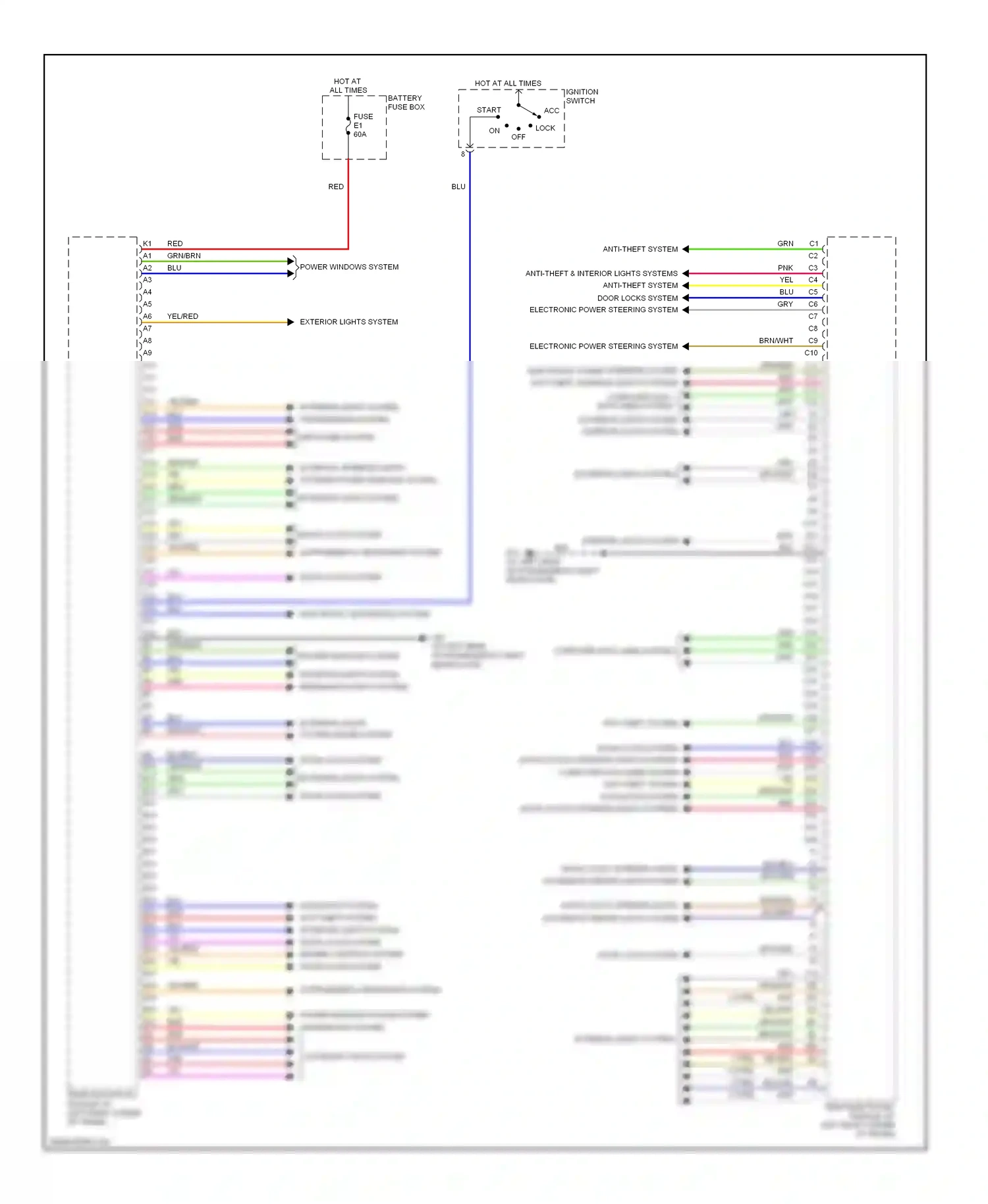 Wiring diagram power windows system for Volvo S60 I facelift (2004-2009) (1 of 1)