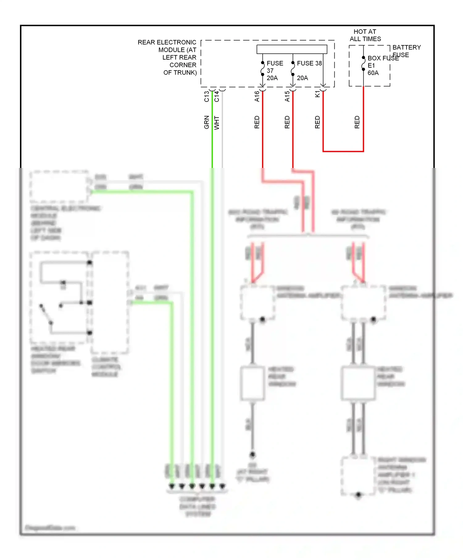 Wiring diagram red for Volvo S60 I facelift (2004-2009) (15 of 55)