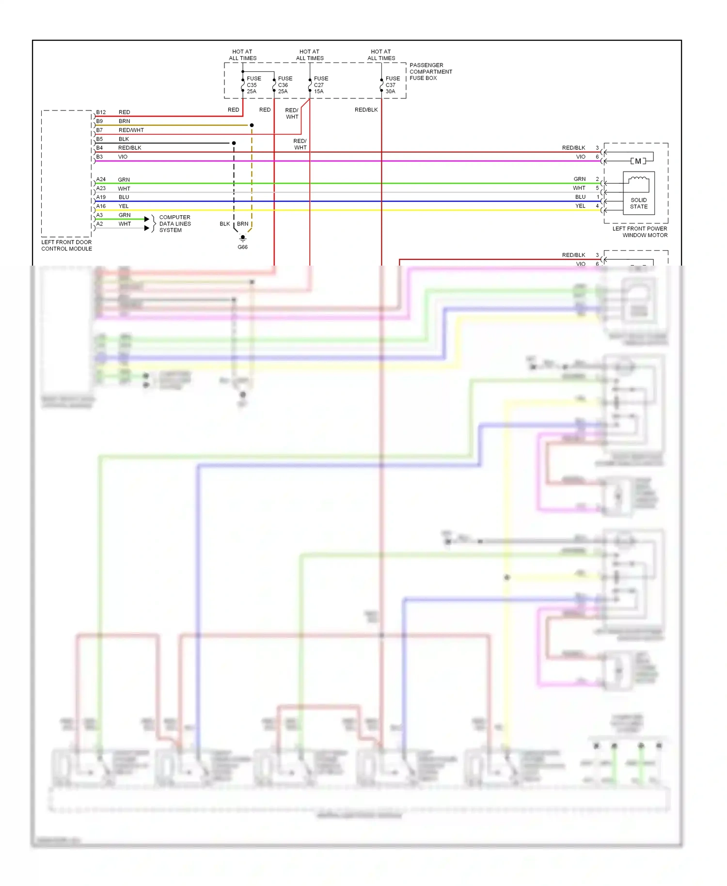Wiring diagram left front door control module for Volvo S60 I (2000-2004) (7 of 7)