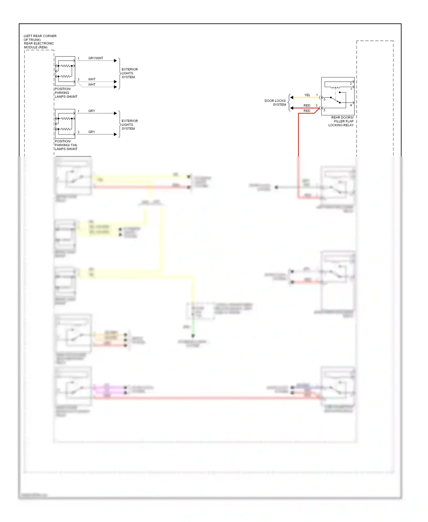 Wiring diagram left rear unlocking relay for Volvo S60 I (2000-2004) (2 of 2)