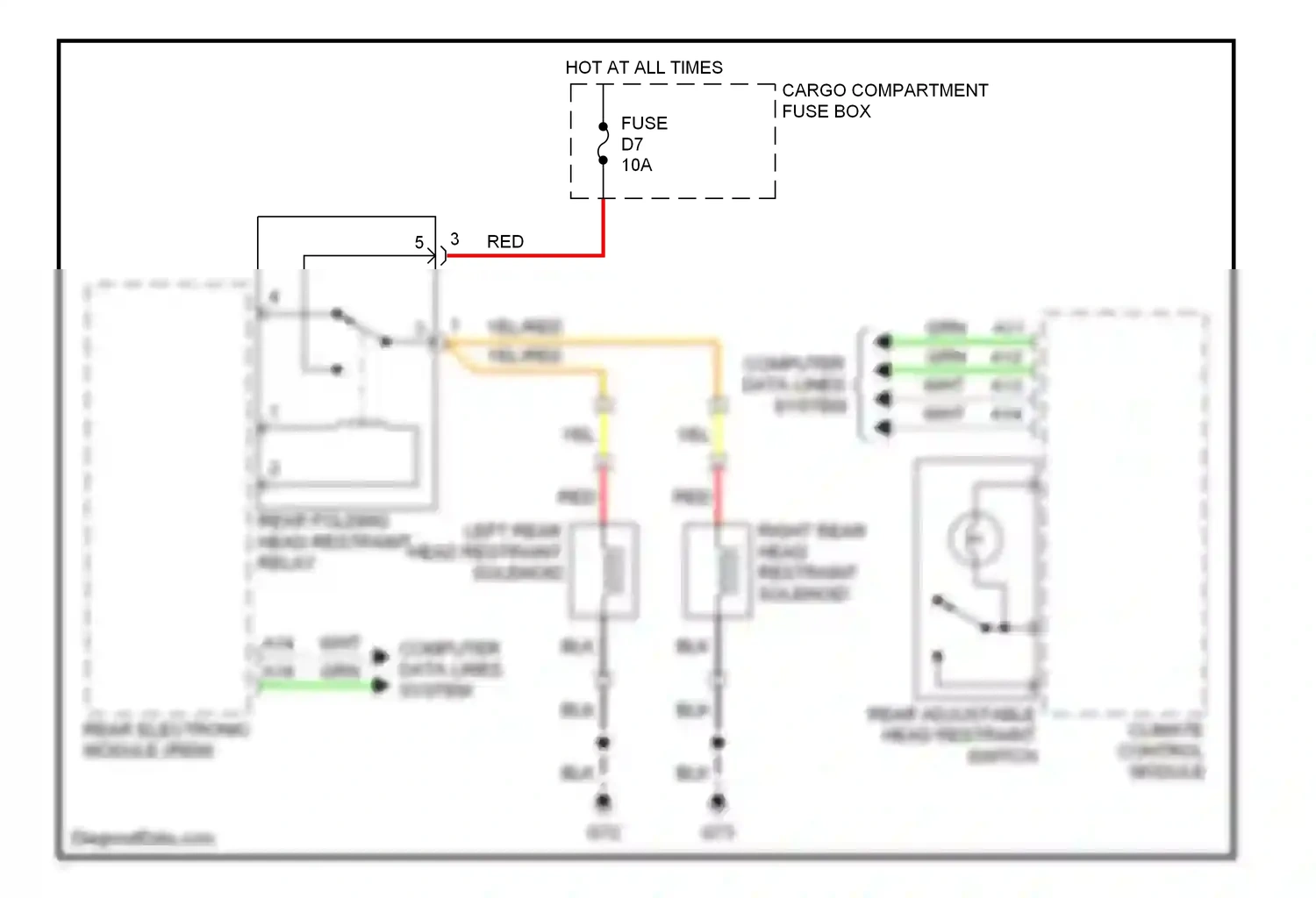 Wiring diagram rear adjustable head restraint switch for Volvo S60 I (2000-2004) (1 of 1)