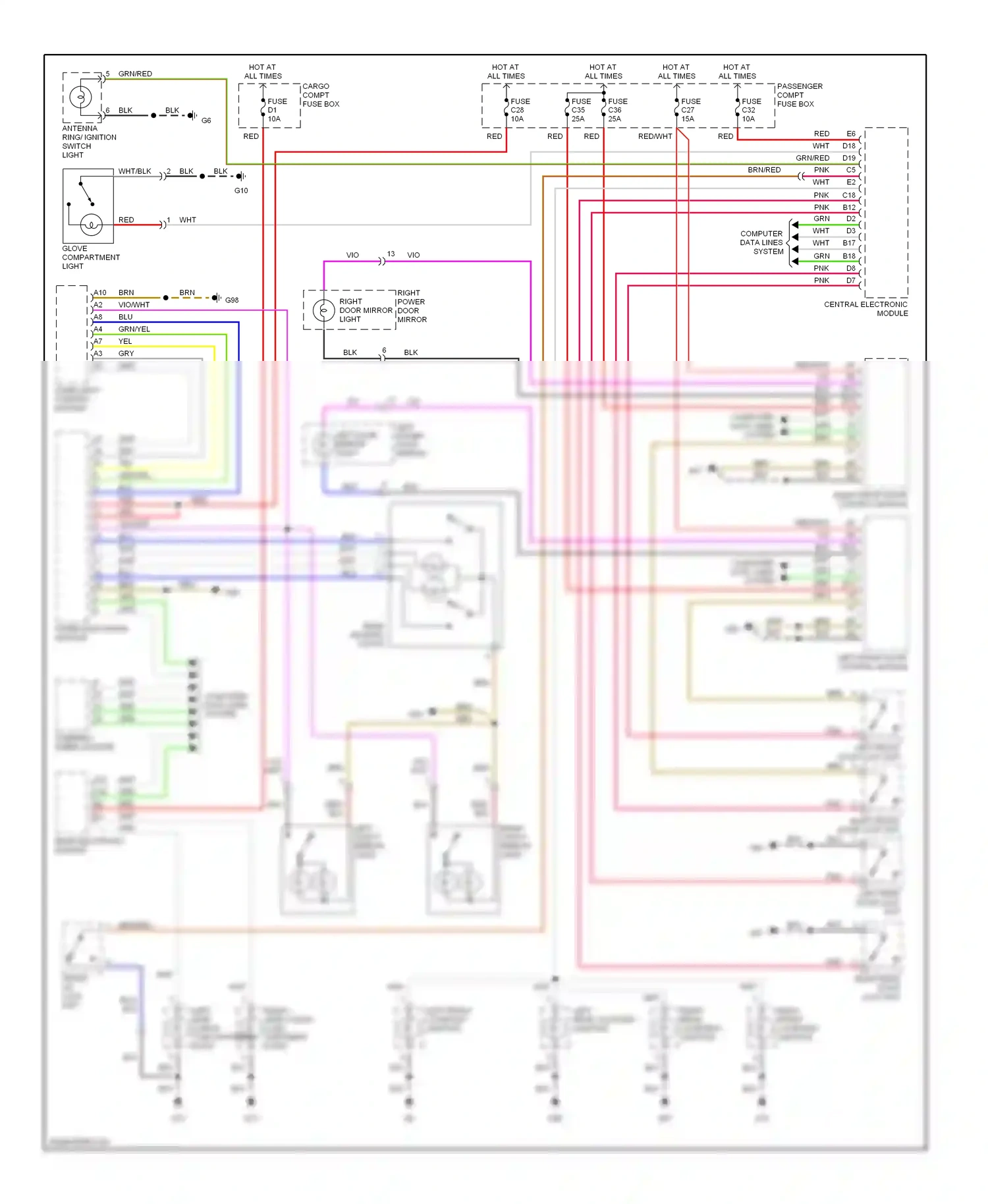 Wiring diagram right side cargo com- partment light for Volvo S60 I (2000-2004) (1 of 1)