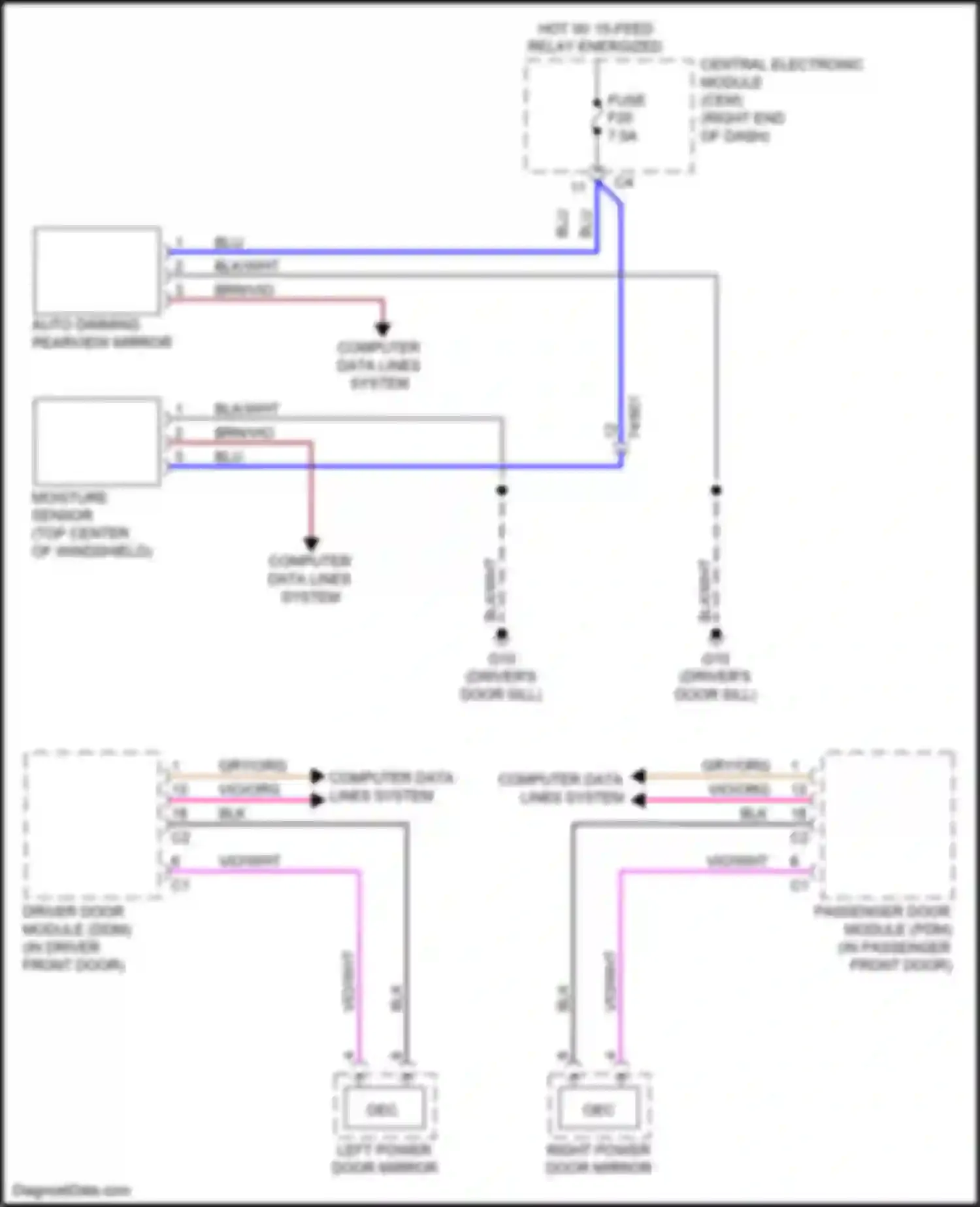Wiring diagram left power door mirror for Volvo S60 II facelift (2013-2018) (5 of 5)
