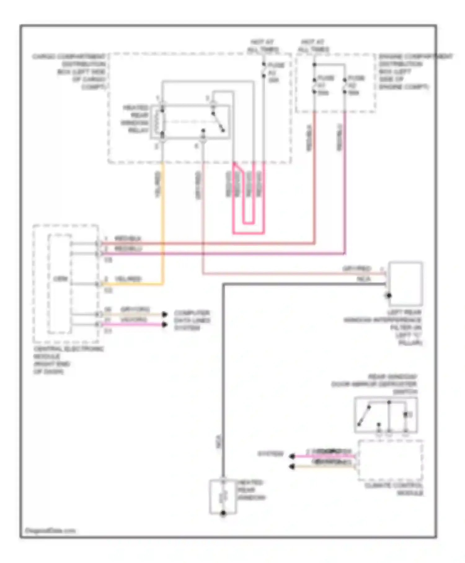 S60 Volvo II (2010-2013): Rear defogger circuit