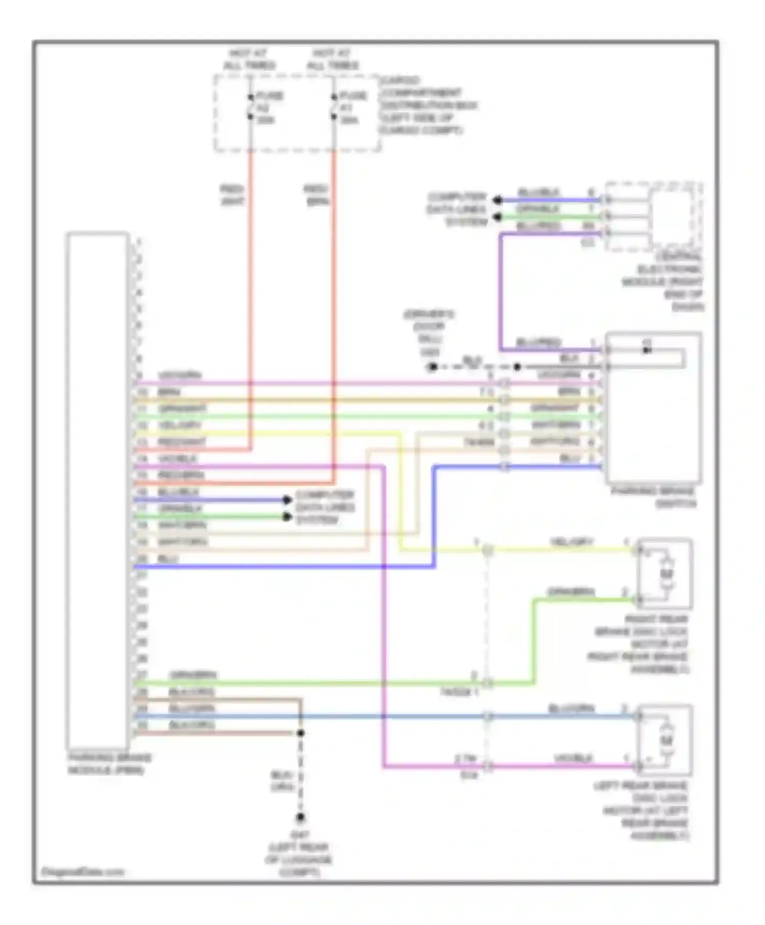 S60 Volvo II (2010-2013): Park brake release circuit