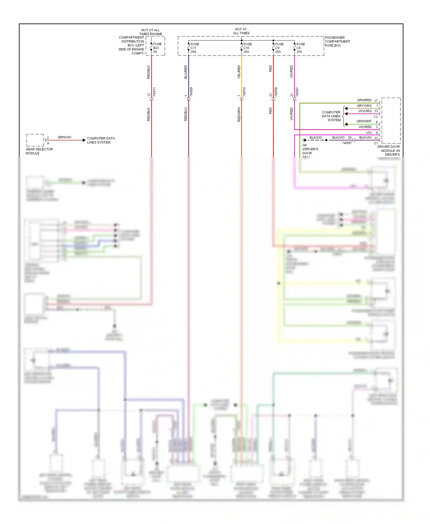 Wiring diagram gear selector module for Volvo S60 II (2010-2013) (2 of 5)