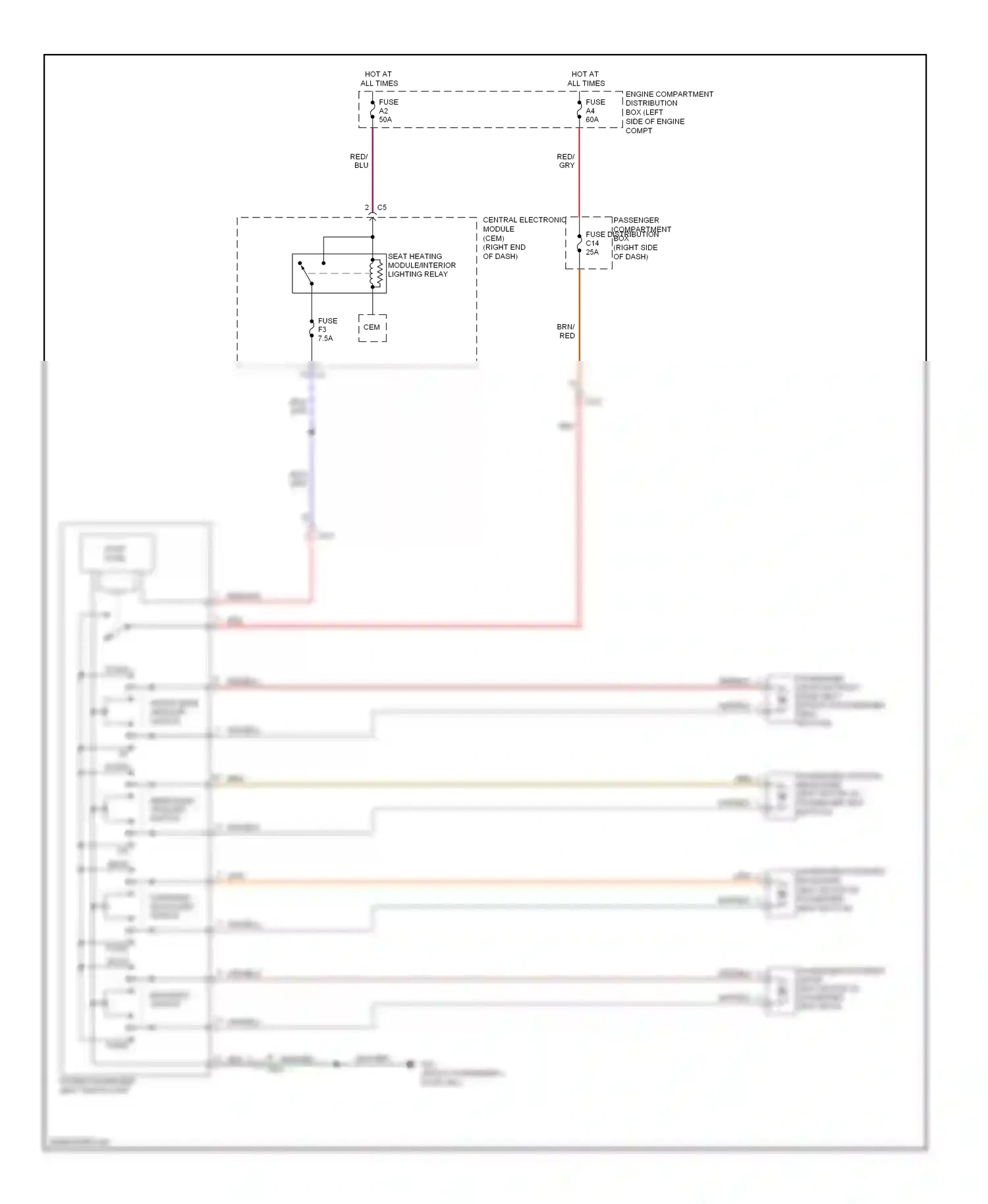 Wiring diagram seat heating module/interior lighting relay for Volvo S60 II (2010-2013) (1 of 1)