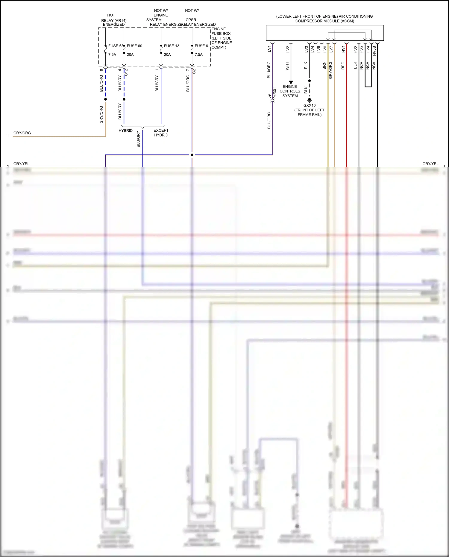 Wiring diagram hot w/ engine system relay energized for Volvo S60 III (2018-2024) (1 of 2)