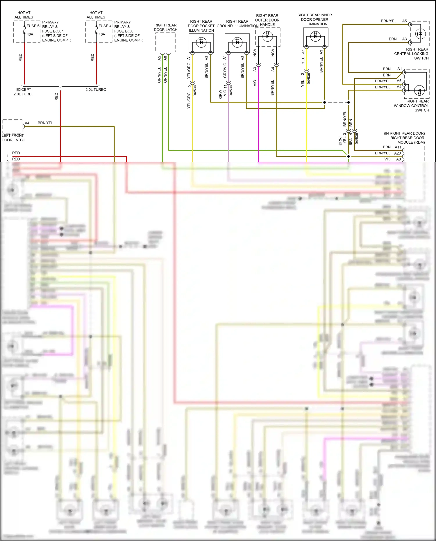 Wiring diagram right rear central locking switch for Volvo S60 III (2018-2024) (2 of 3)