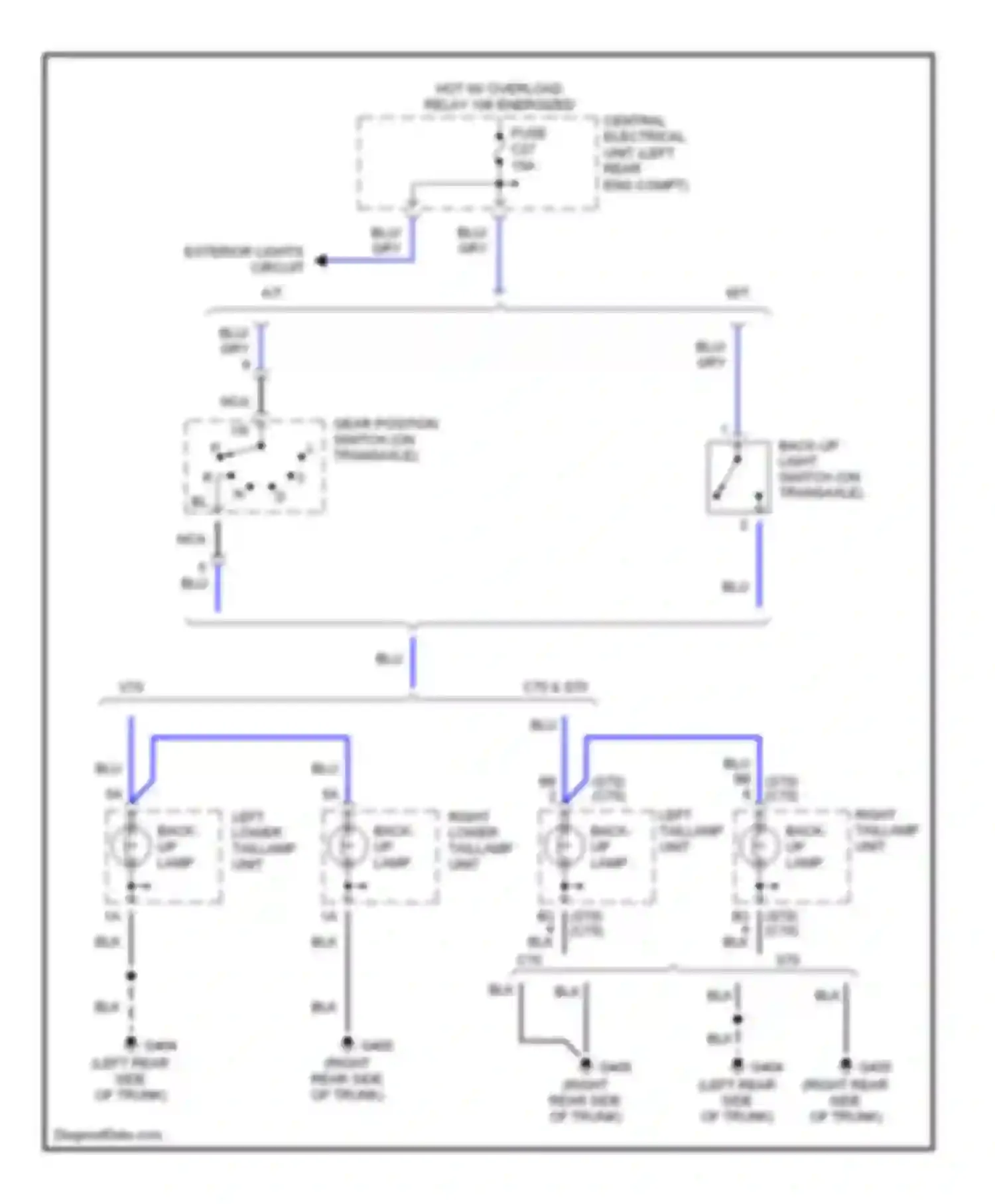 S70 Volvo I (1997-2000): Back-up lamps circuit
