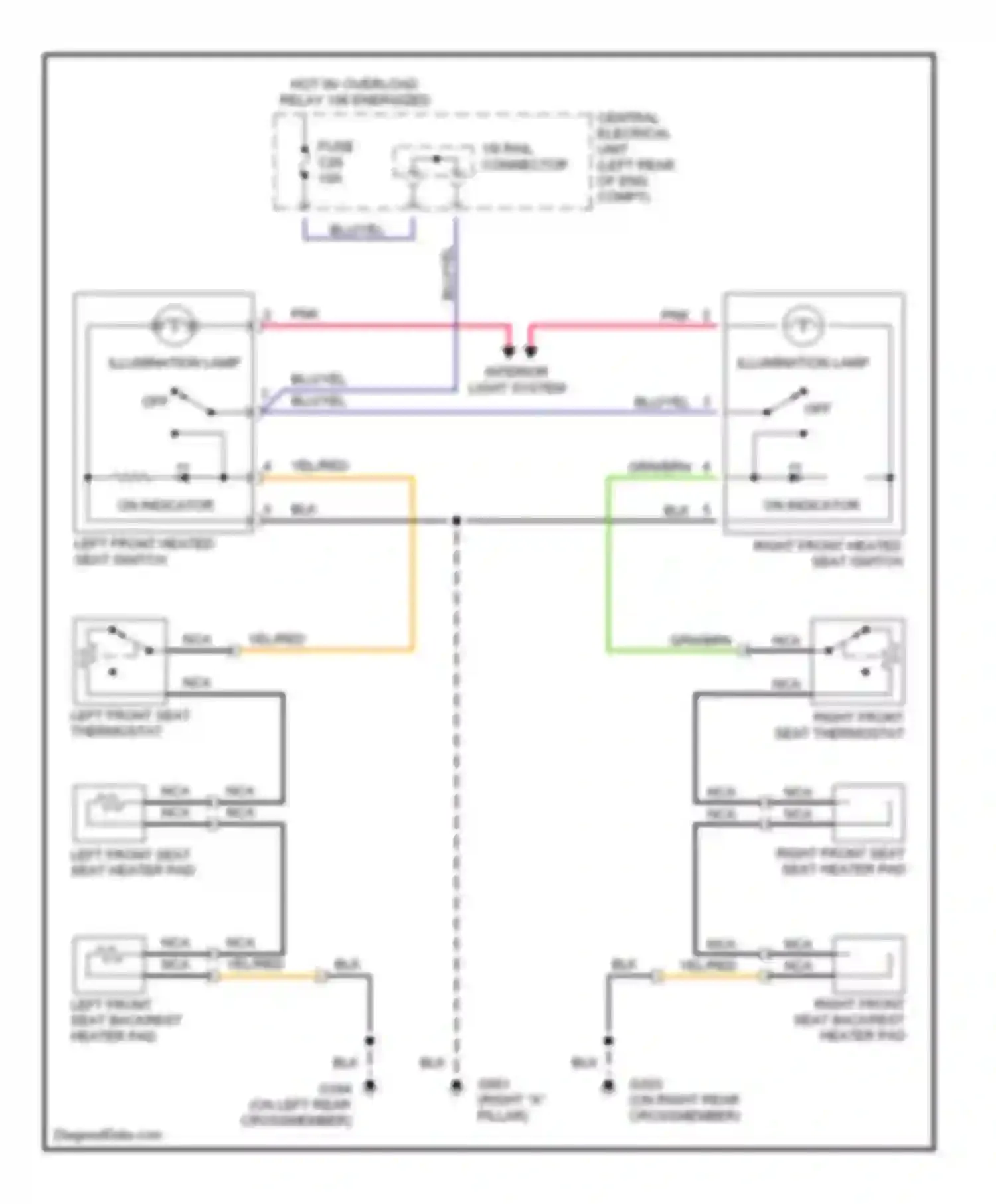 S70 Volvo I (1997-2000): Front seat heater circuit
