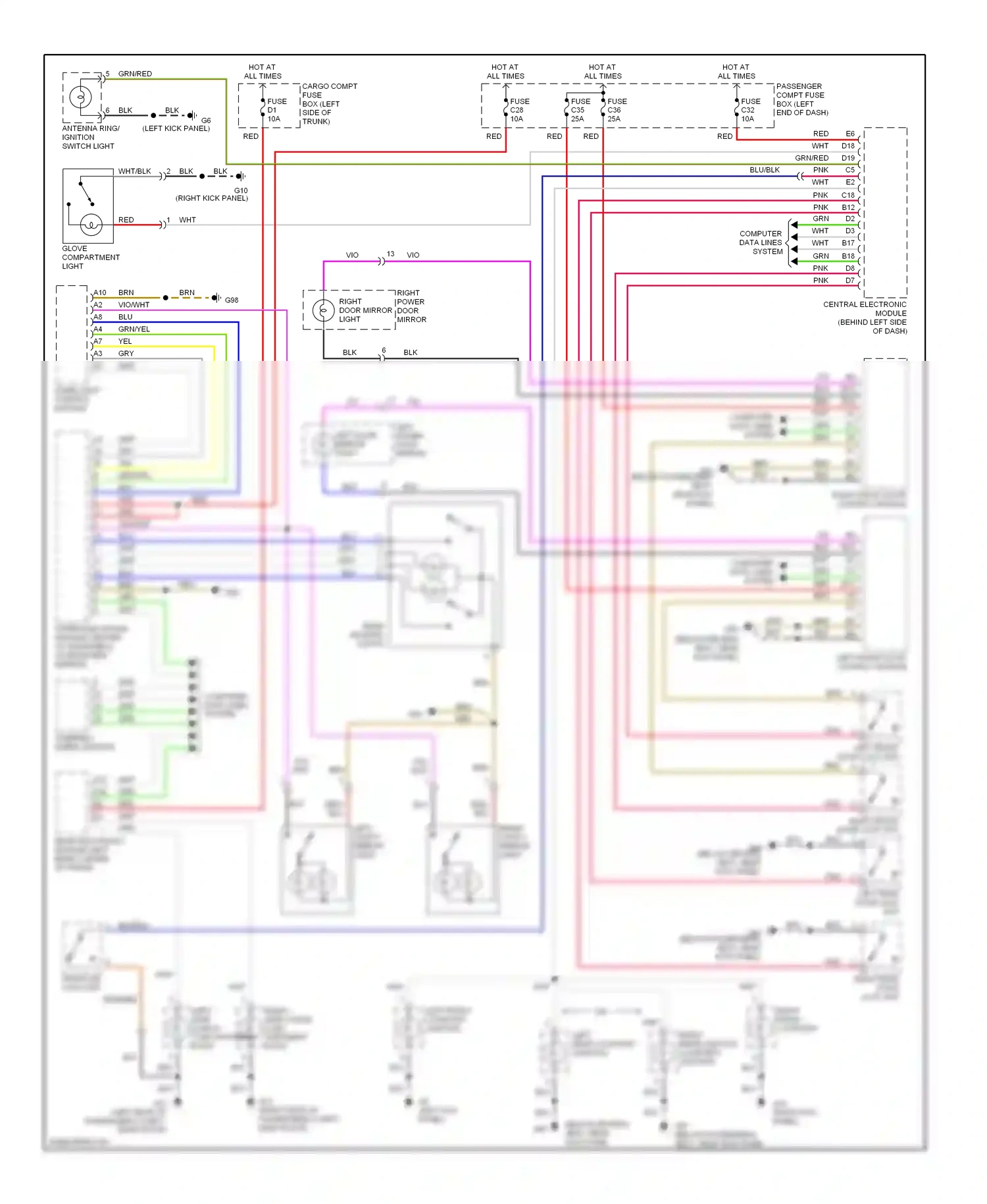 Volvo S80 I facelift (2003-2006) dome light control module wiring diagram  (1 of 3)