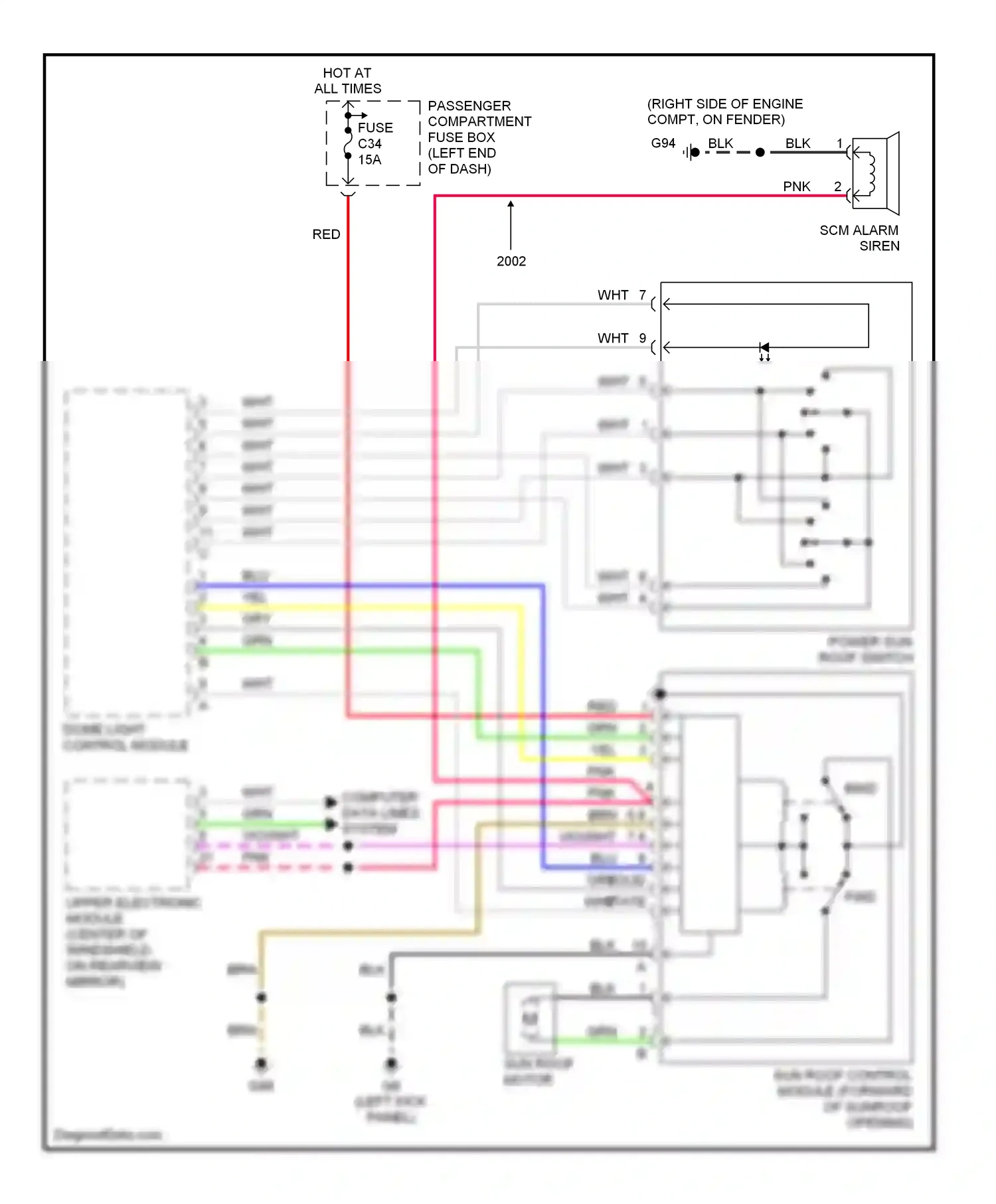 Volvo S80 I facelift (2003-2006) dome light control module wiring diagram  (3 of 3)