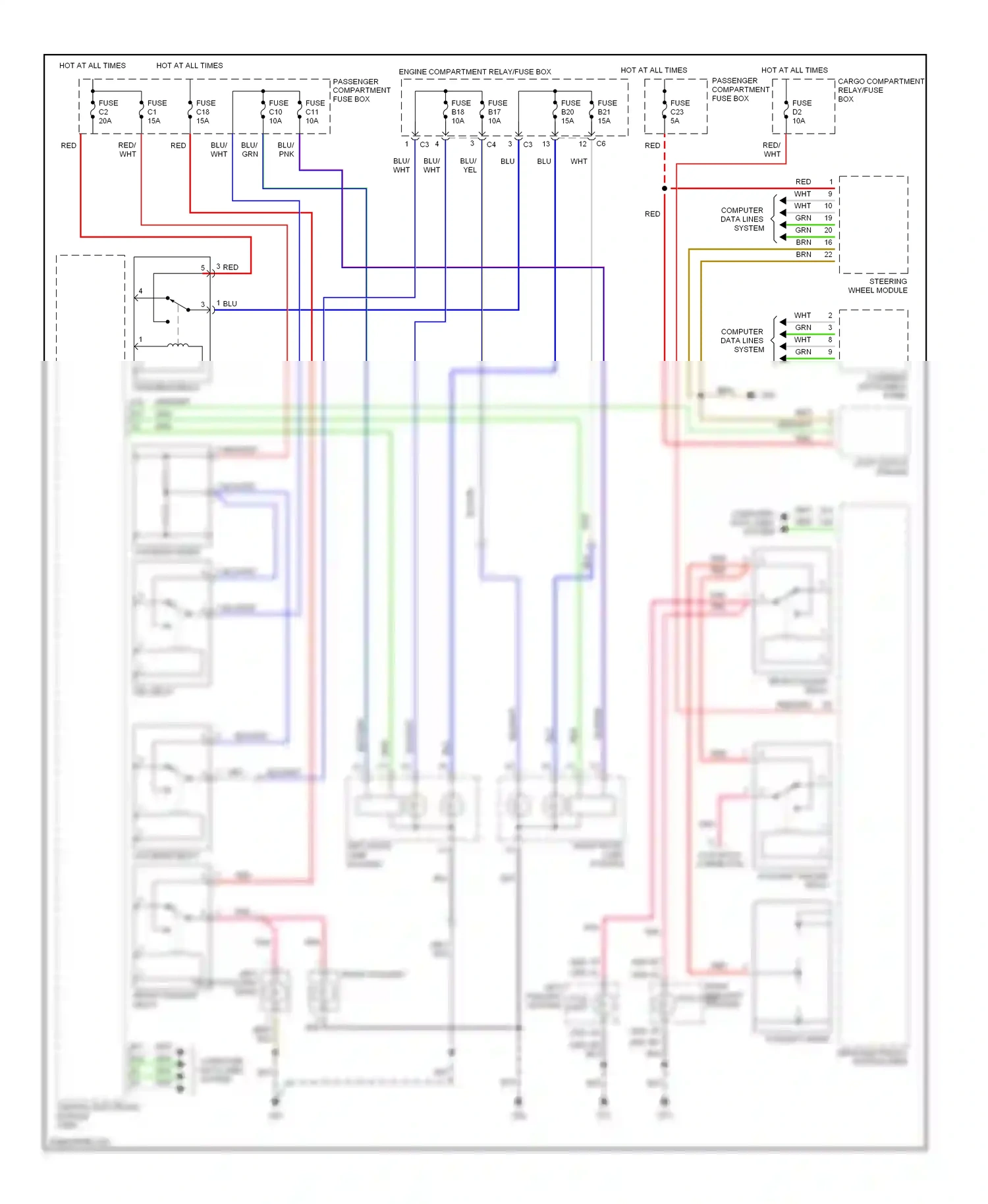 Volvo S80 I facelift (2003-2006) light switch module wiring diagram  (3 of 3)