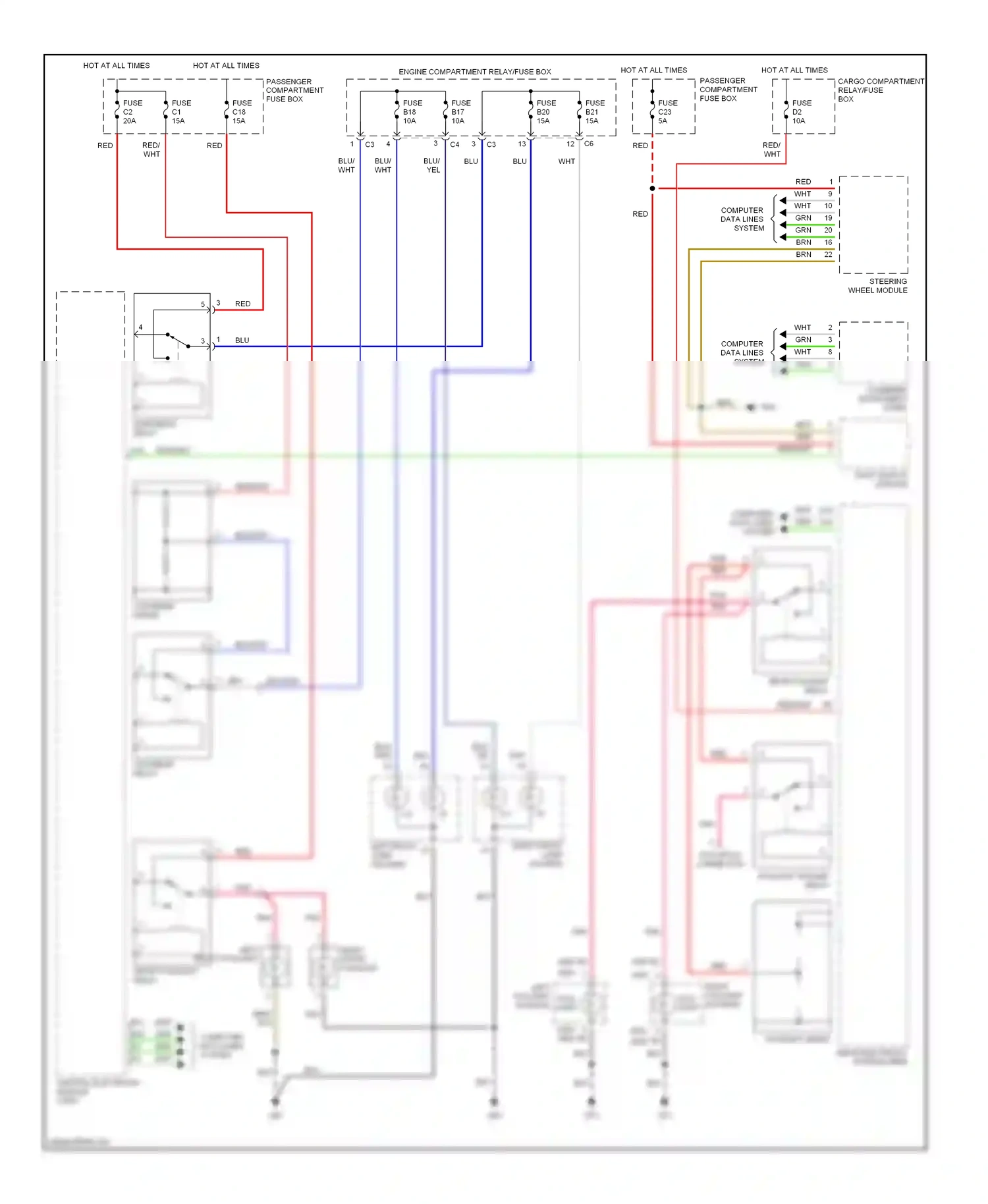 Volvo S80 I facelift (2003-2006) light switch module wiring diagram  (2 of 3)