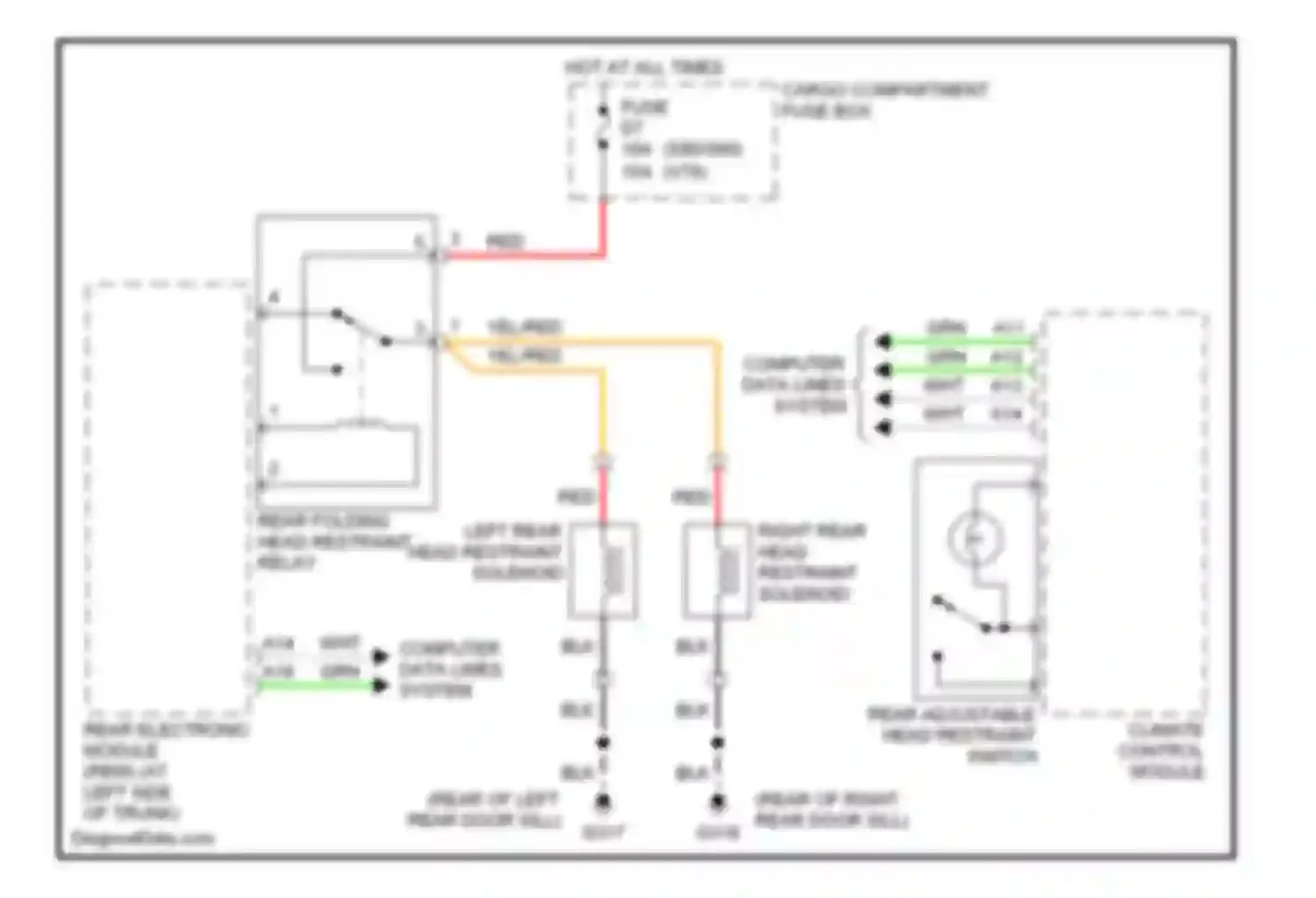 S80 Volvo I (1998-2003): Rear head restraint circuit