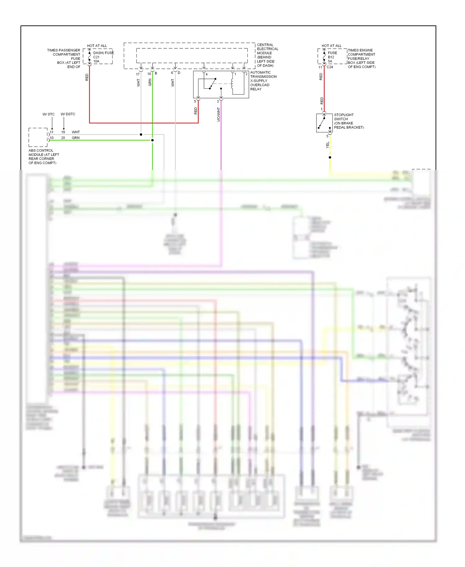 Volvo S80 I (1998-2003) automatic transmission program selector wiring diagram  (3 of 3)