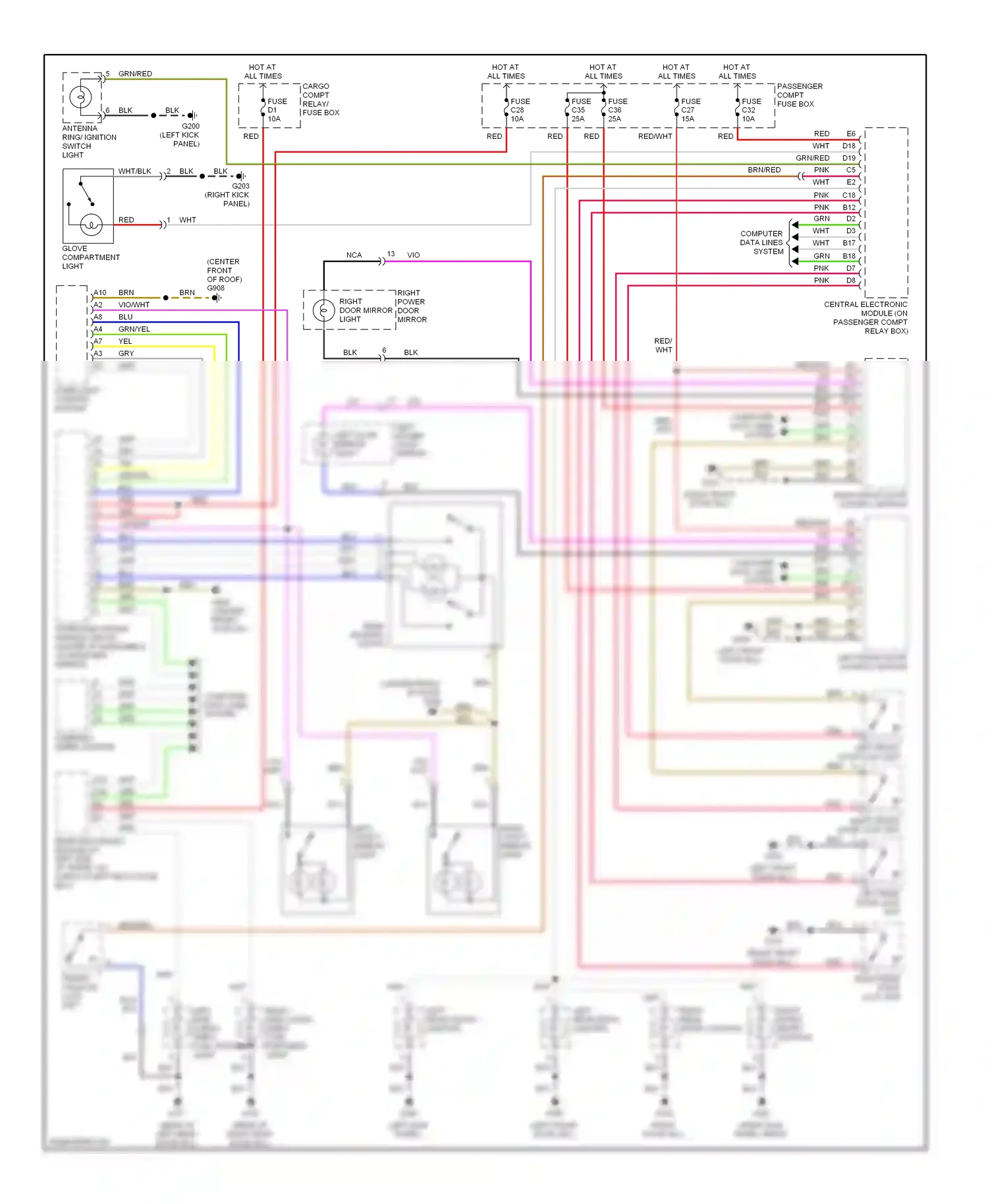 Volvo S80 I (1998-2003) dome light control module wiring diagram  (1 of 3)