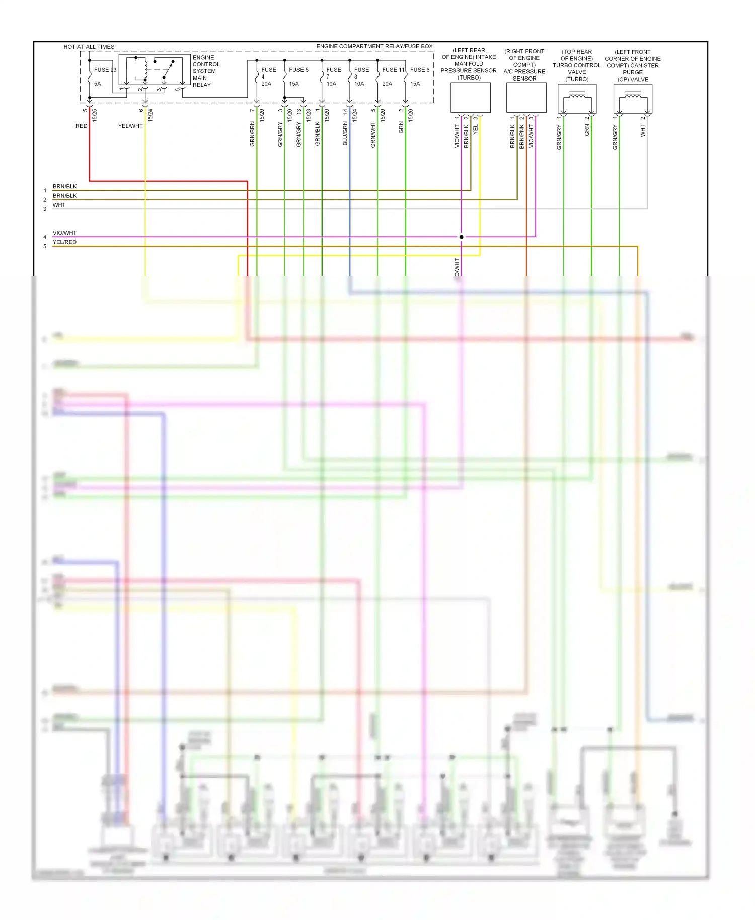 Volvo S80 I (1998-2003) engine control system main relay wiring diagram  (1 of 2)
