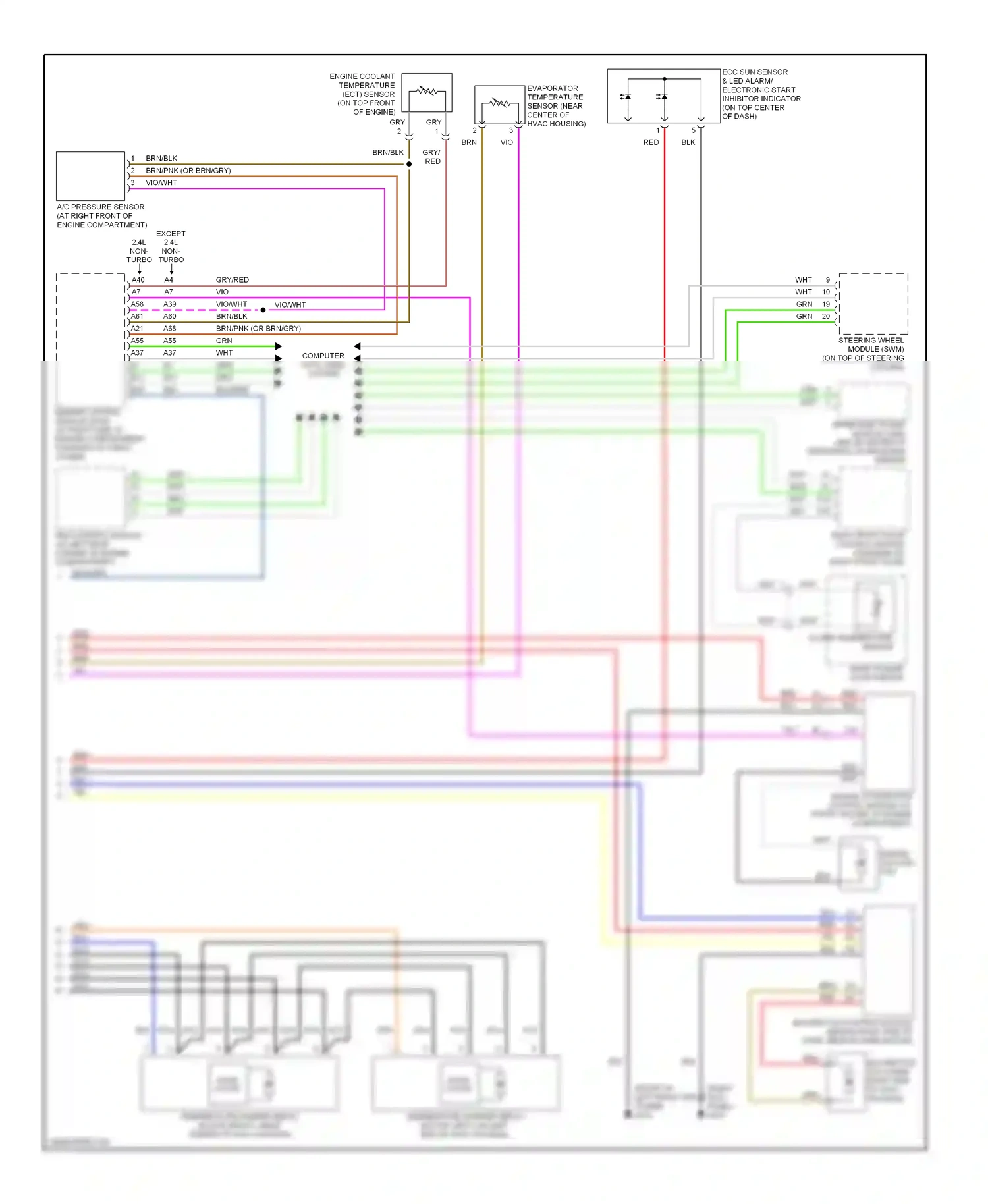 Volvo S80 I (1998-2003) engine coolant temperature (ect) sensor (on top front of engine) wiring diagram  (1 of 1)
