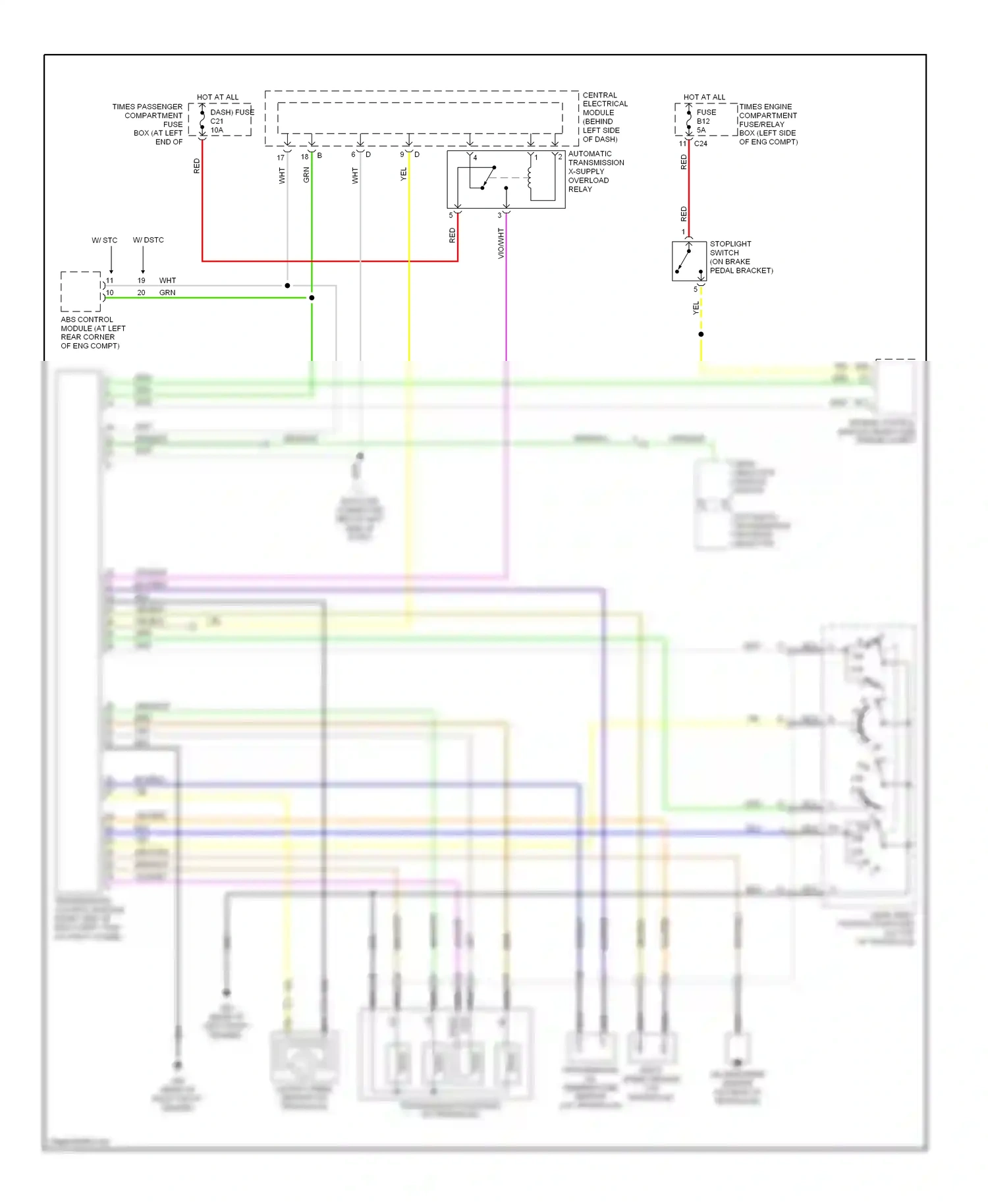 Volvo S80 I (1998-2003) gear selector module switch wiring diagram  (1 of 3)