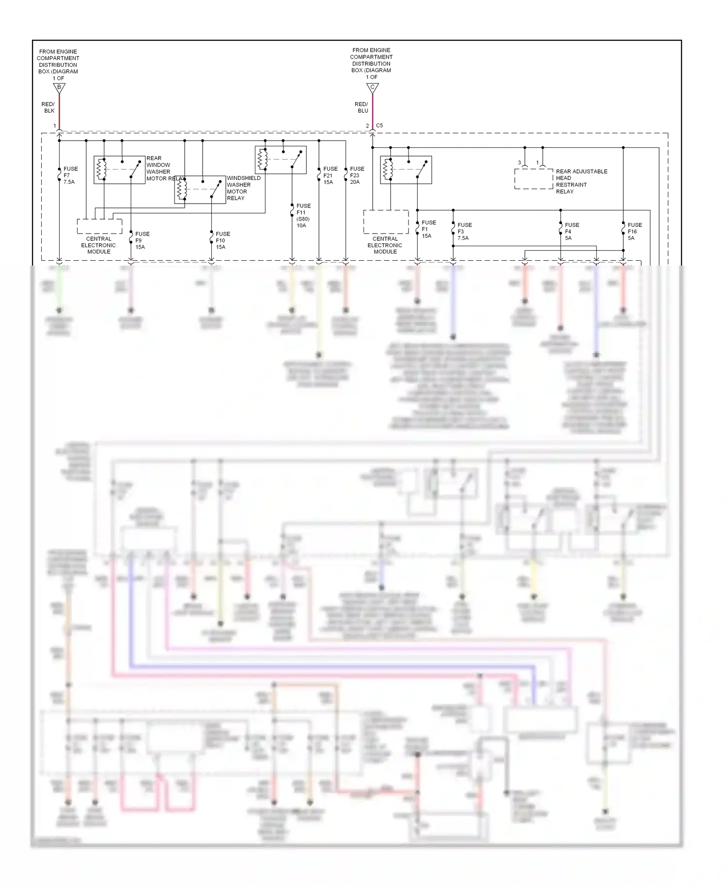 Volvo S80 II facelift 2 (2013-2016) steering column lock module wiring diagram  (1 of 1)
