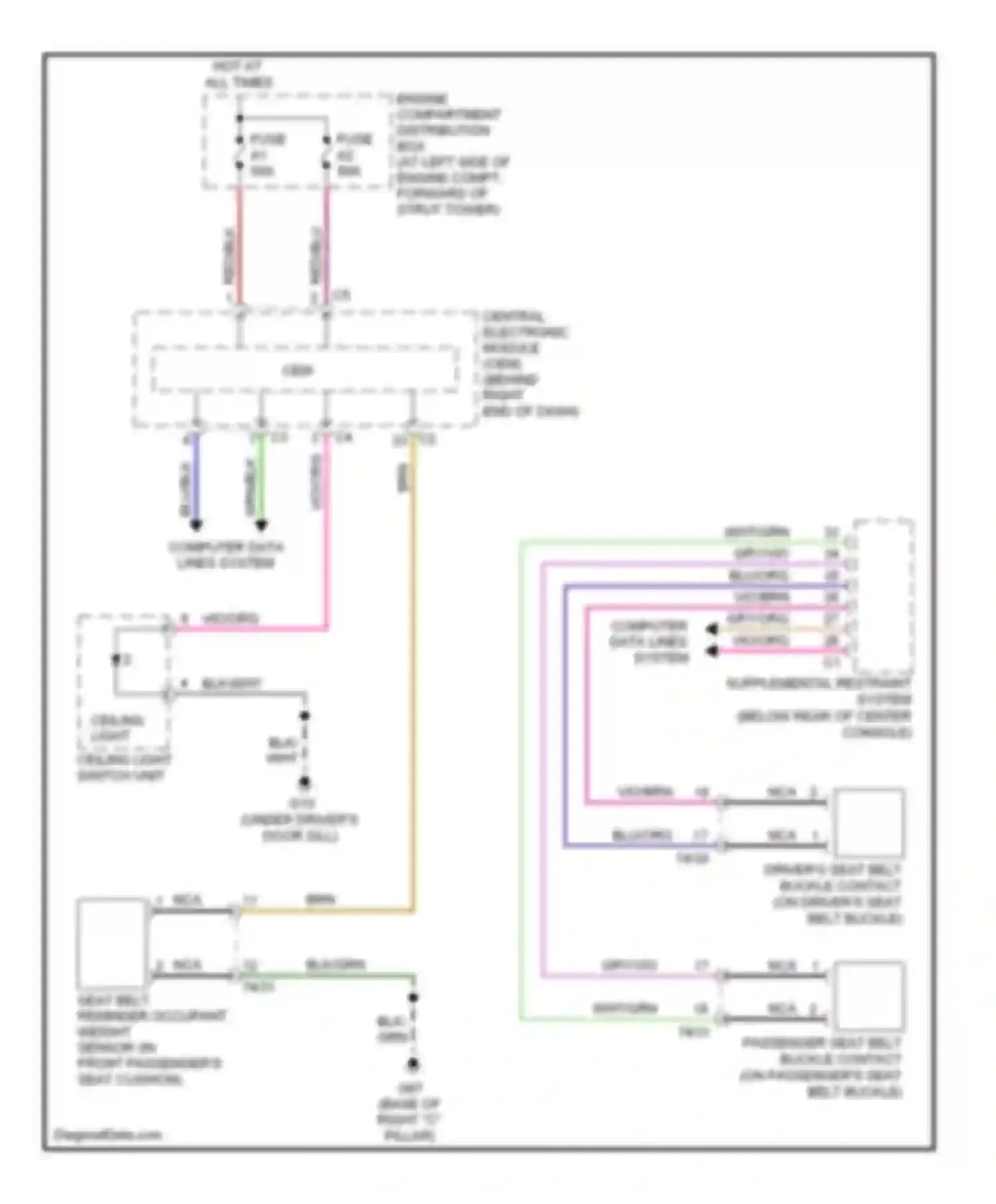 Wiring diagram ceiling light switch unit for Volvo S80 II facelift (2009-2013) (2 of 3)