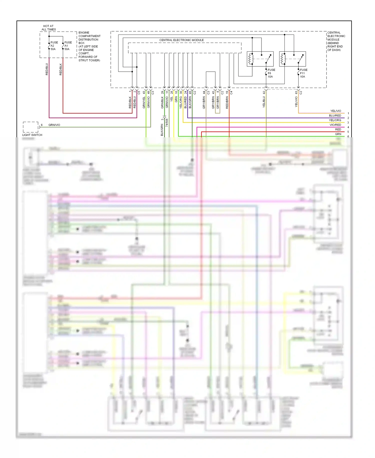 Volvo S80 II facelift (2009-2013) central wiring diagram  (1 of 2)