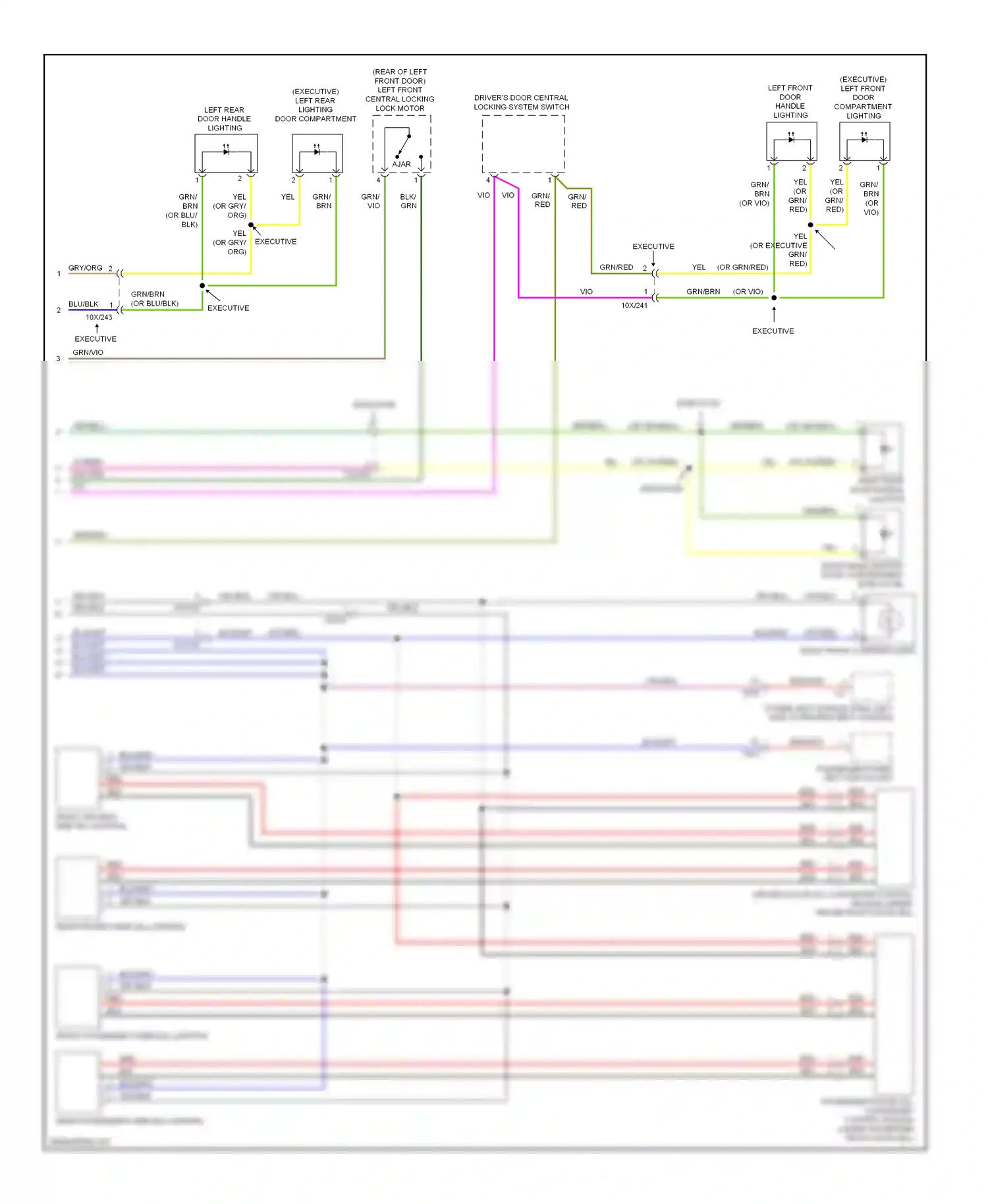 Volvo S80 II facelift (2009-2013) driver's door central locking system switch wiring diagram  (1 of 2)