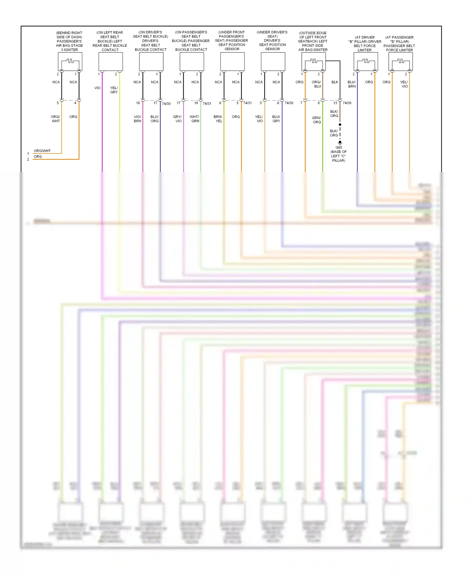 Volvo S80 II facelift (2009-2013) left b-post side impact sensor (on left "b" pillar) wiring diagram  (1 of 1)