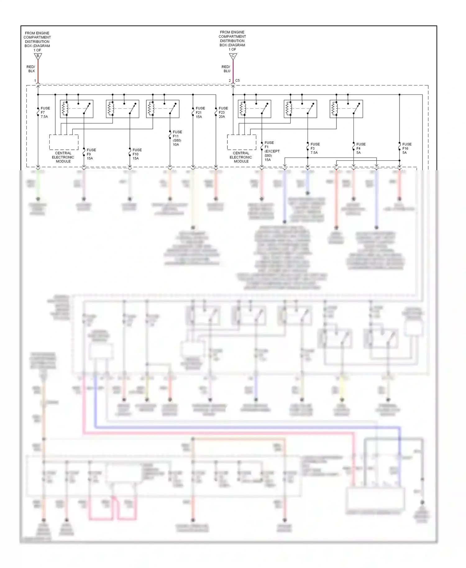 Volvo S80 II facelift (2009-2013) trailer module wiring diagram  (1 of 1)