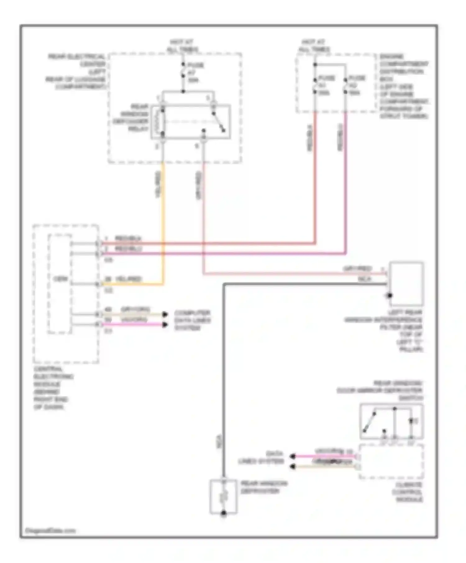 S80 Volvo II (2006-2010): Rear defogger circuit