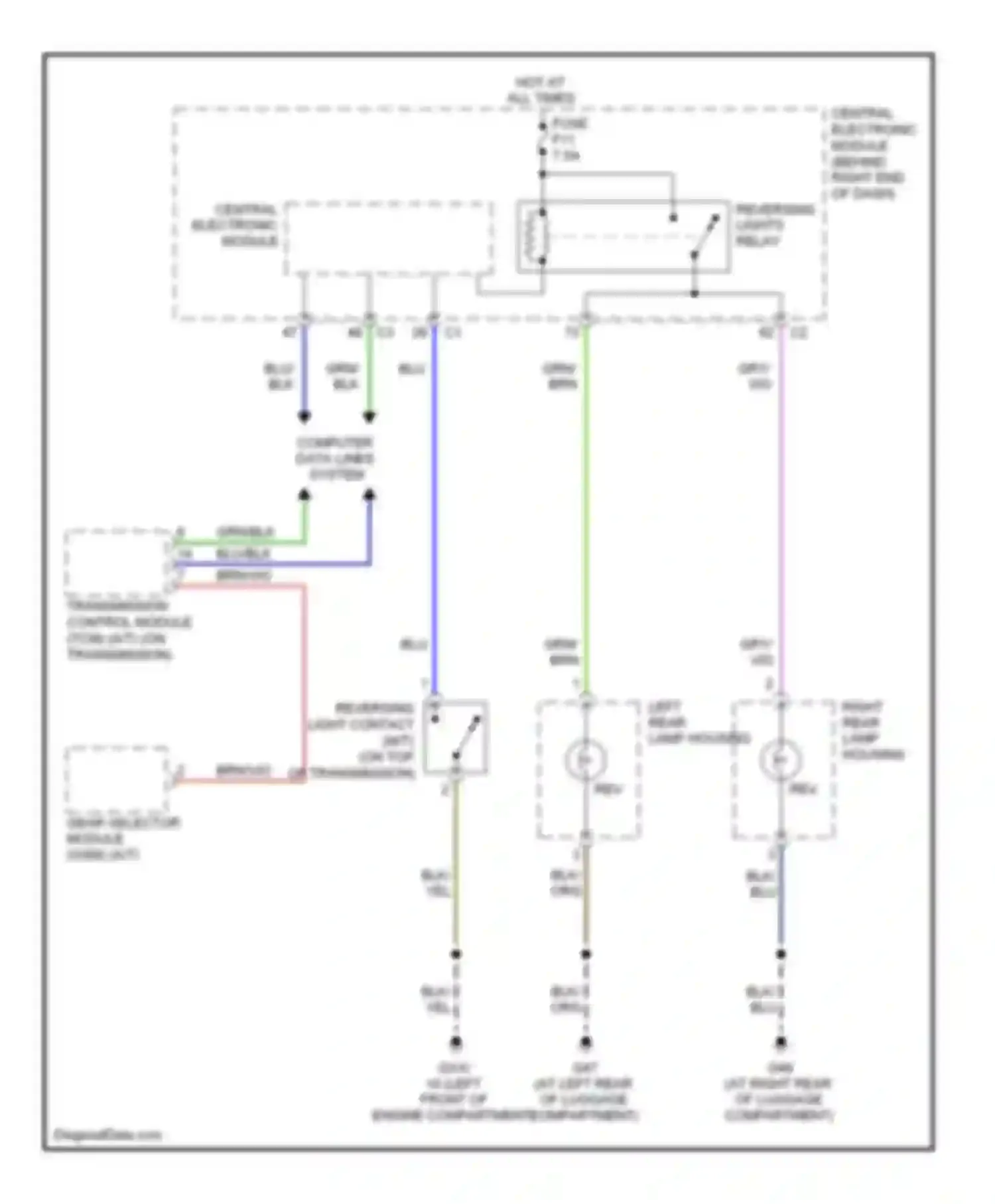 S80 Volvo II (2006-2010): Back-up lamps circuit