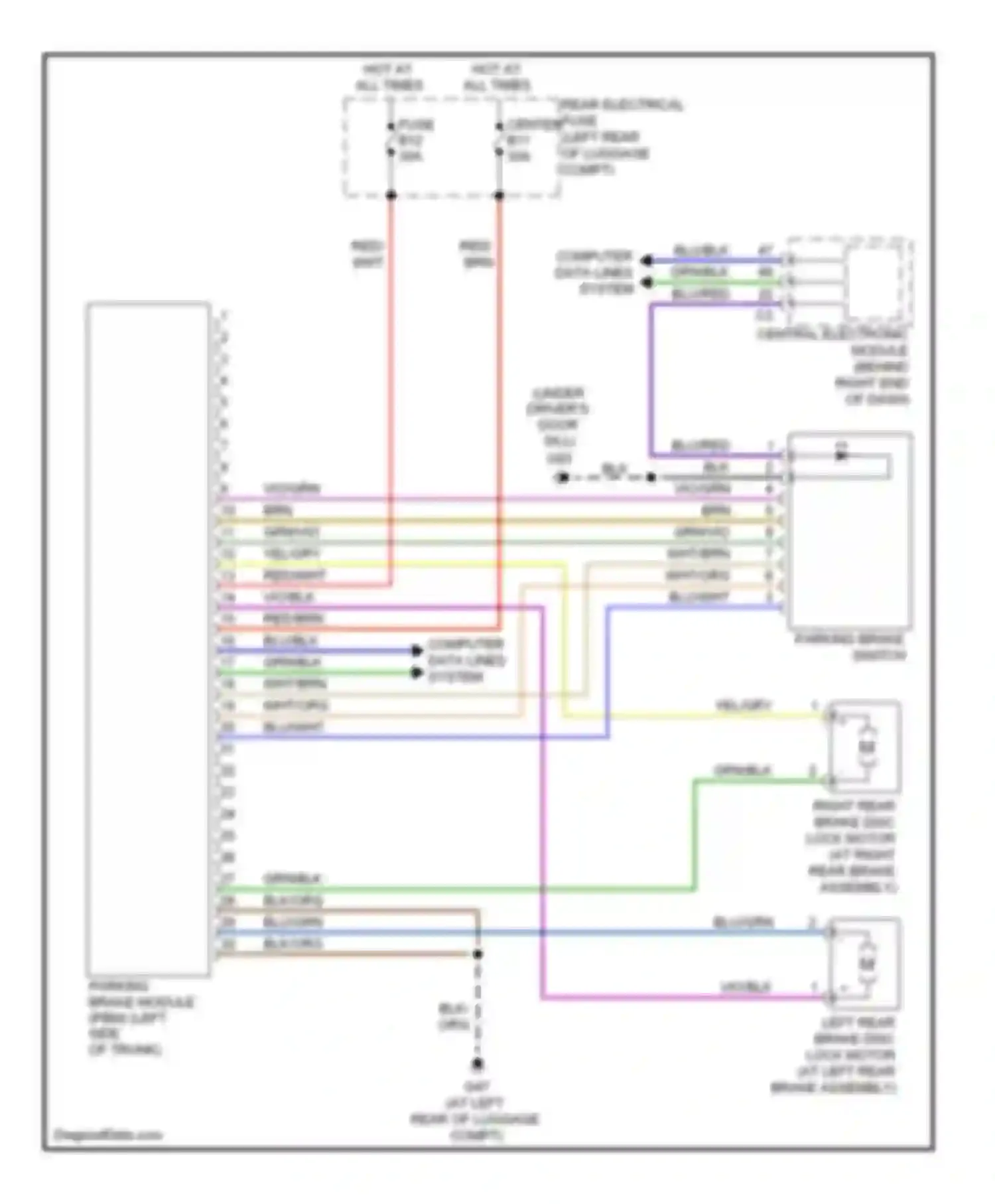 S80 Volvo II (2006-2010): Park brake release circuit