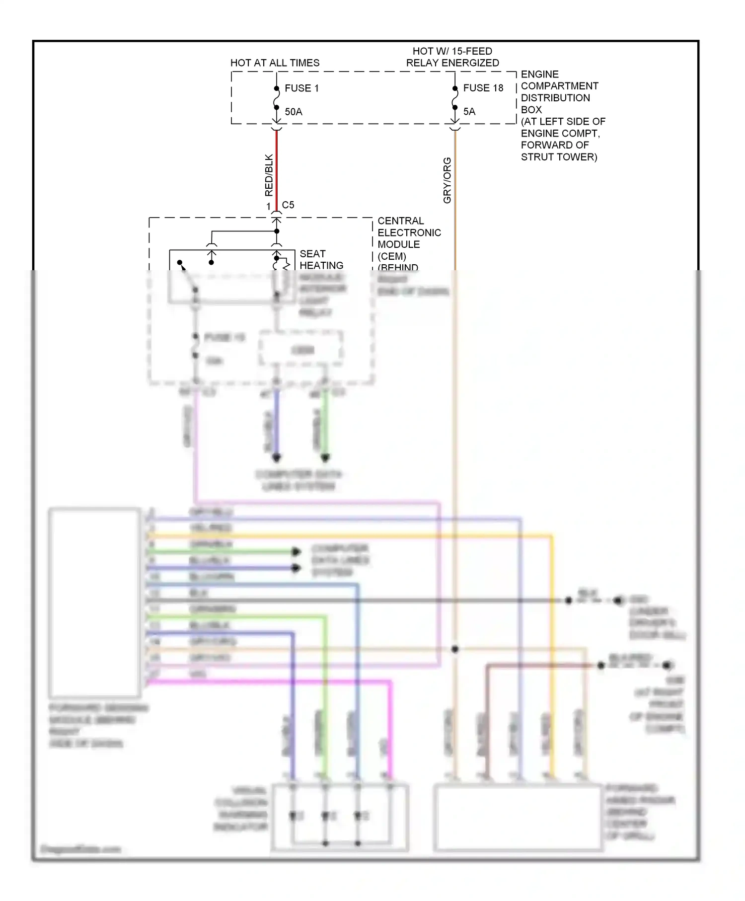 Volvo S80 II (2006-2010) visual collision warning indicator wiring diagram  (1 of 2)