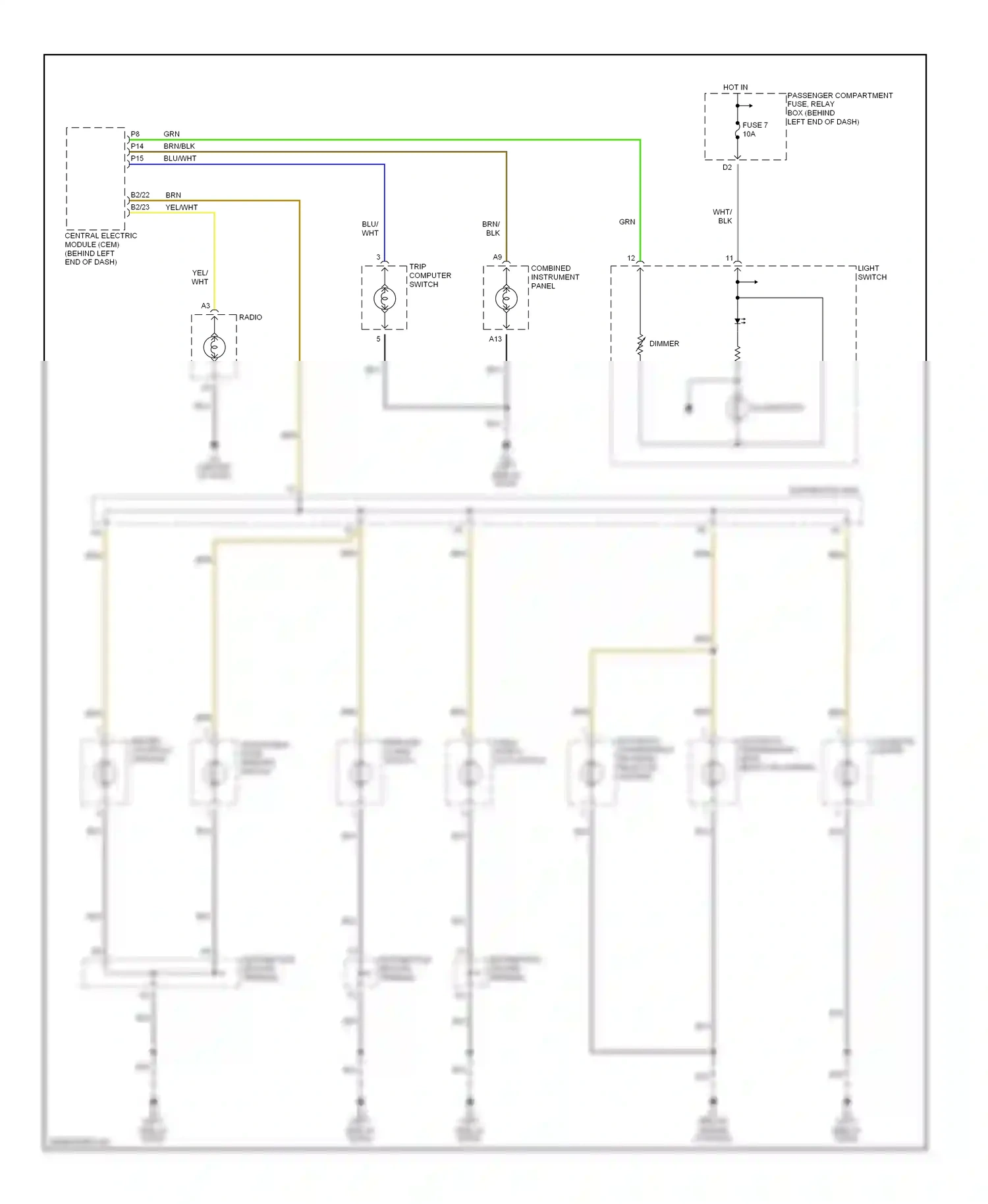 Volvo V40 I facelift (1999-2004) trip computer switch wiring diagram  (3 of 3)