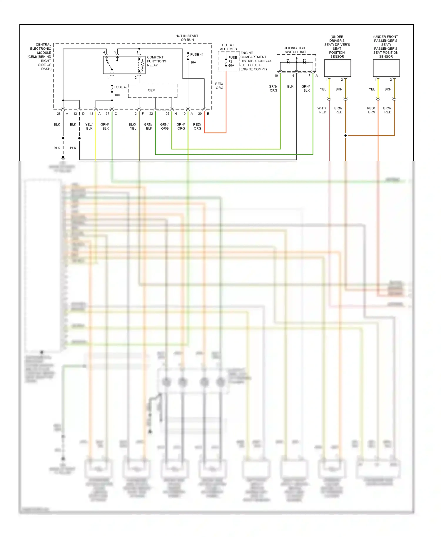 Volvo V50 I facelift (2007-2012) ceiling light switch unit wiring diagram  (4 of 5)