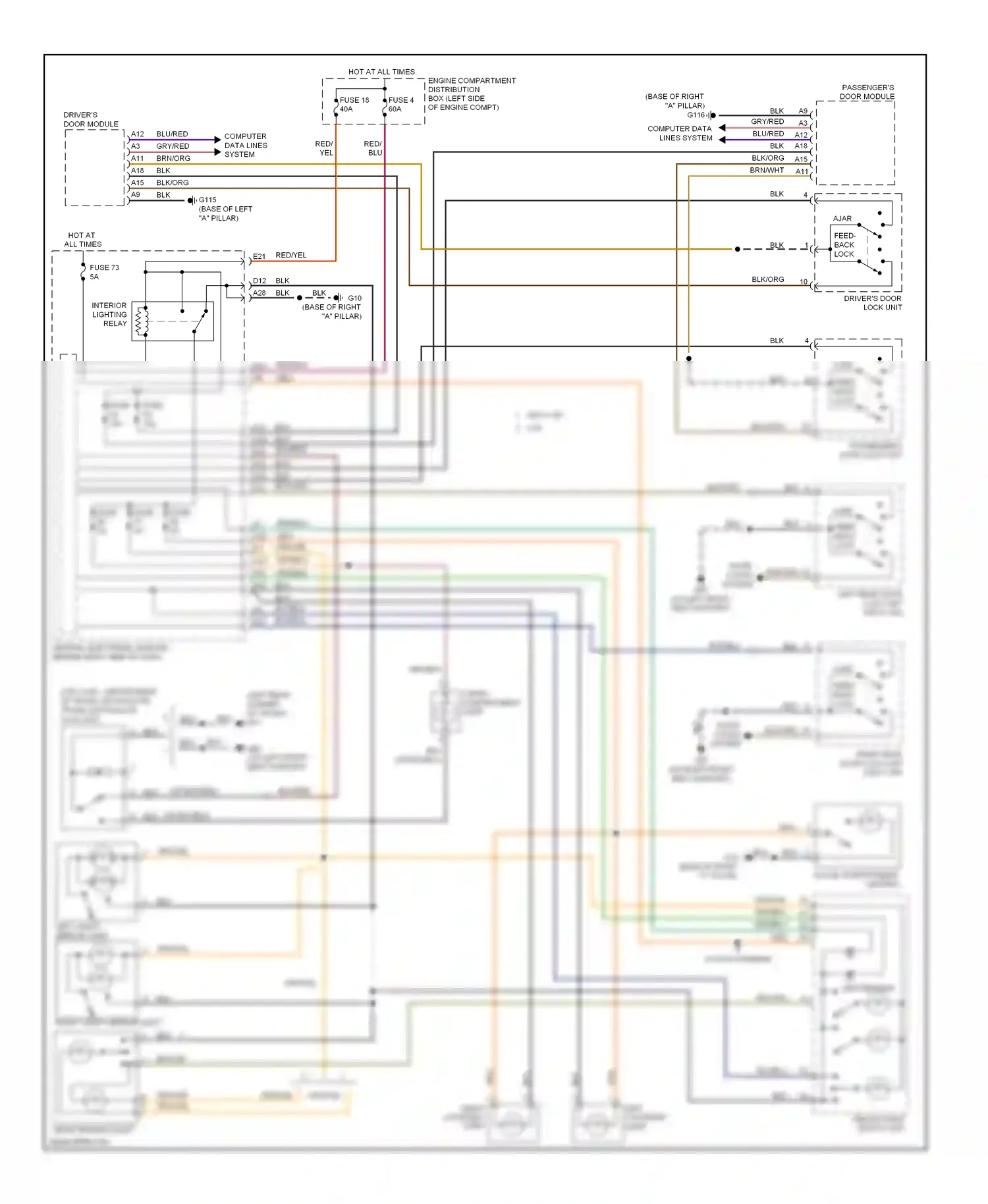 Volvo V50 I facelift (2007-2012) ceiling light switch unit wiring diagram  (1 of 5)
